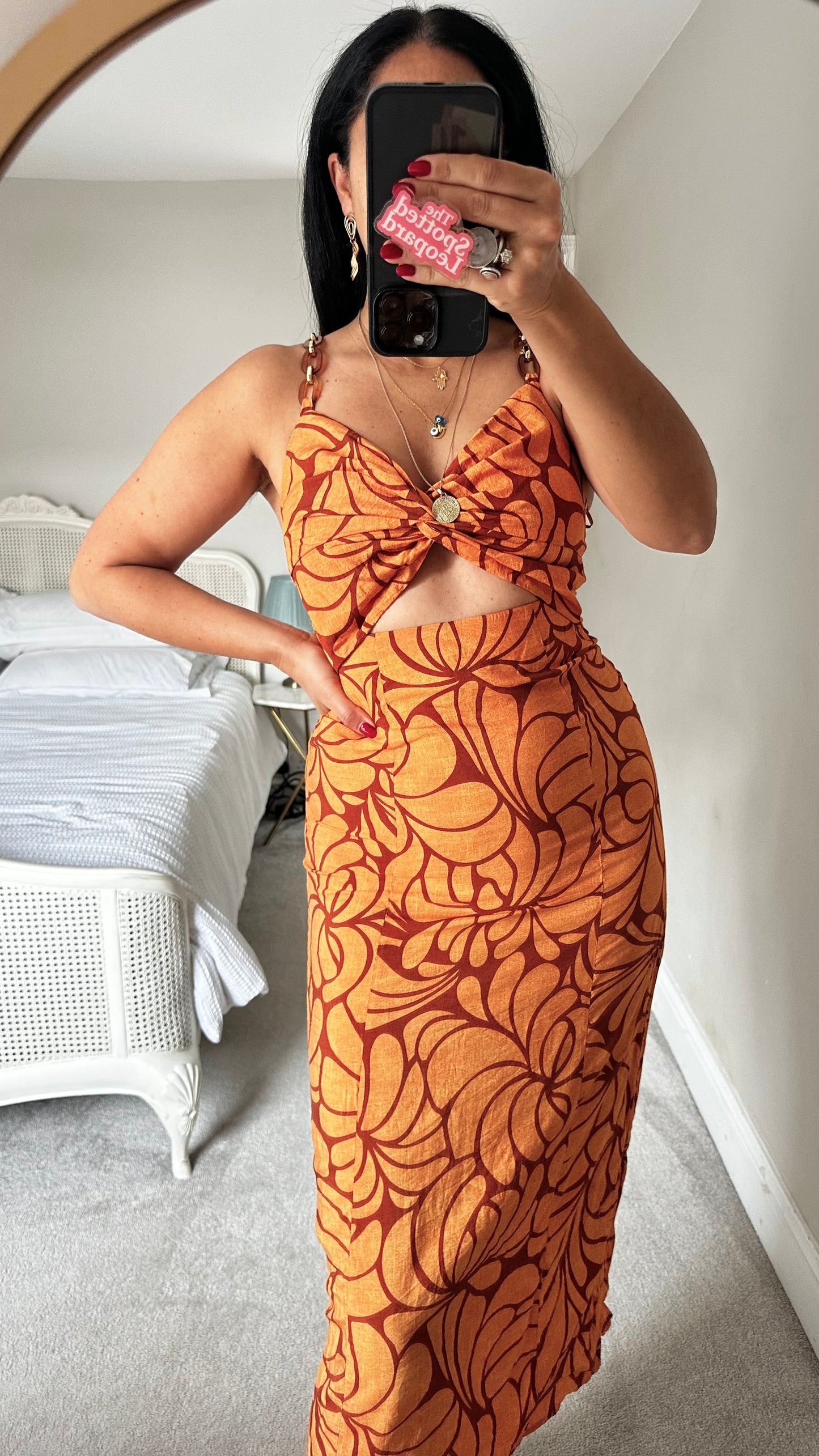 Zara orange floral holiday slip small UK 8-10 vgc