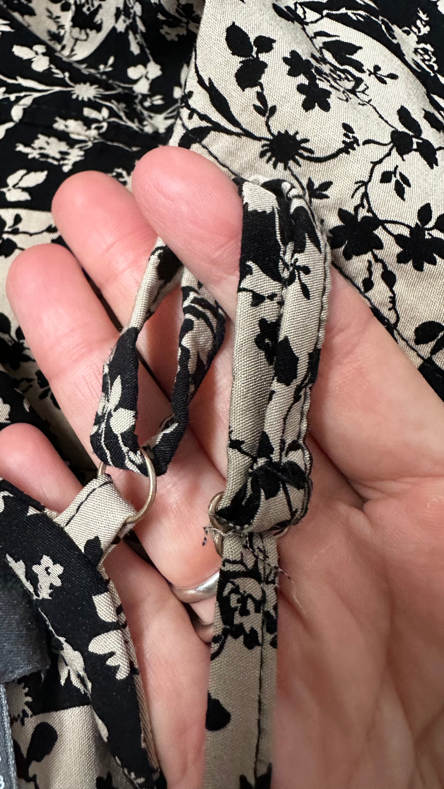 Anthropologie black beige floral chequered midi small UK 10 vgc holiday