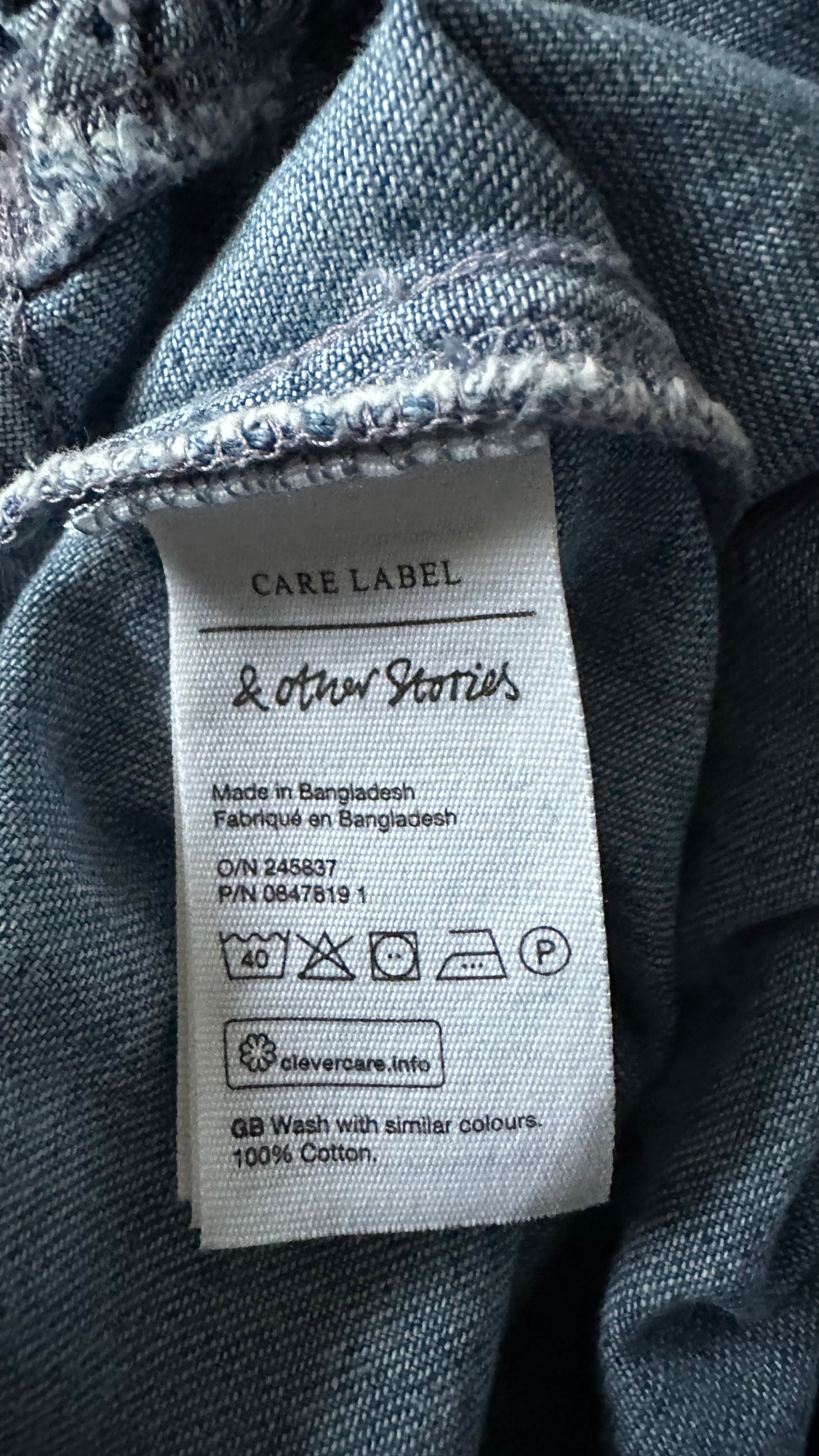 & other stories light blue denim mini casual dress small UK 10-12 vgc