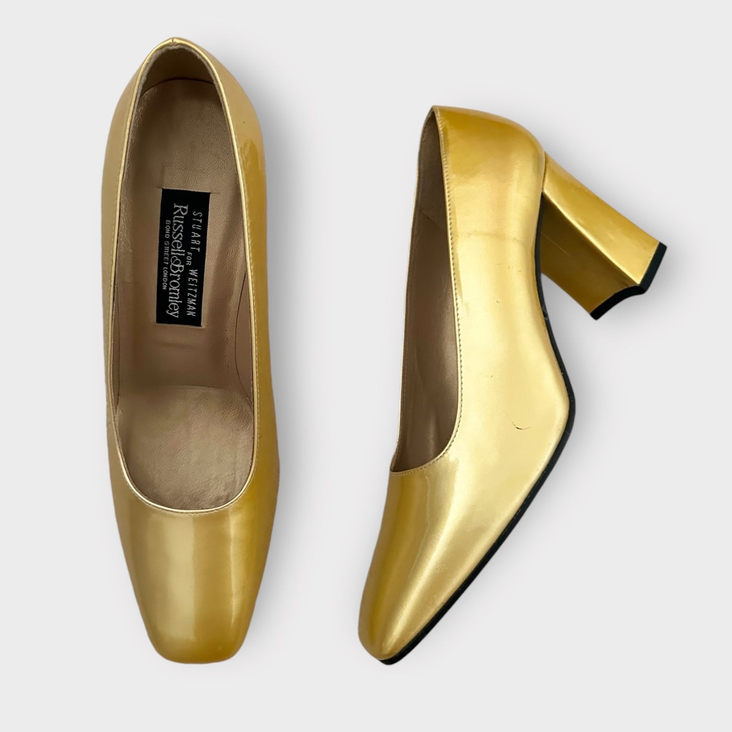 Russell & Bromley vintage gold heels UK 4 1/2 EU 37 BNWT