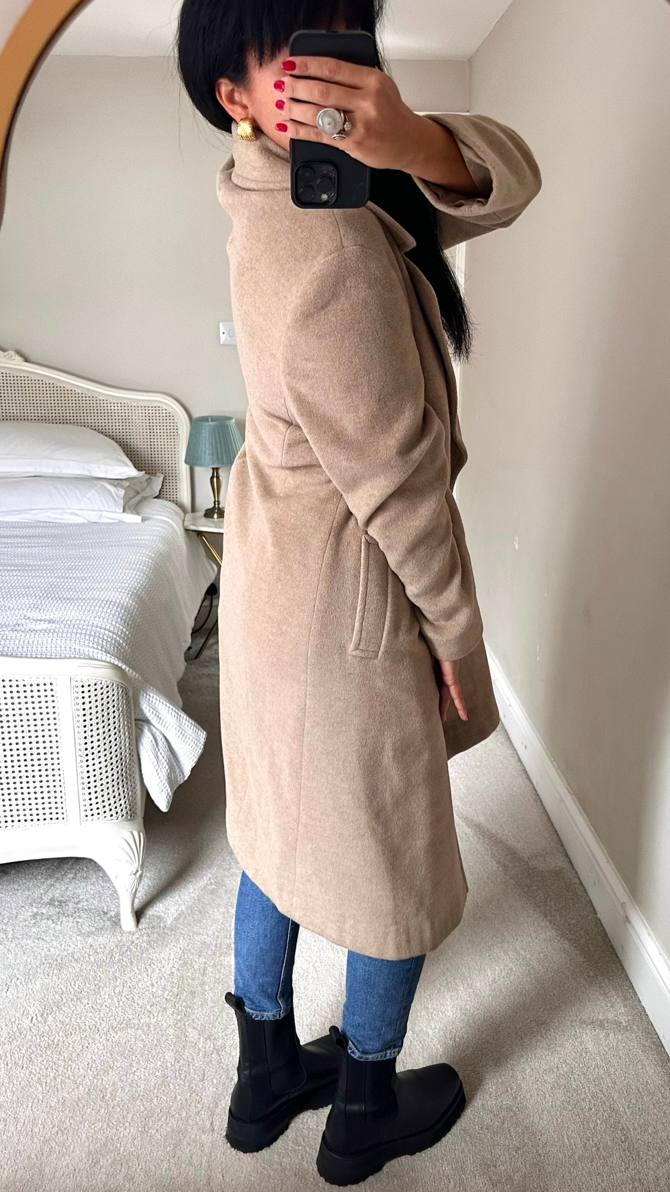 Windsmoor beige angora wool blend vintage coat extra large UK 14 vgc
