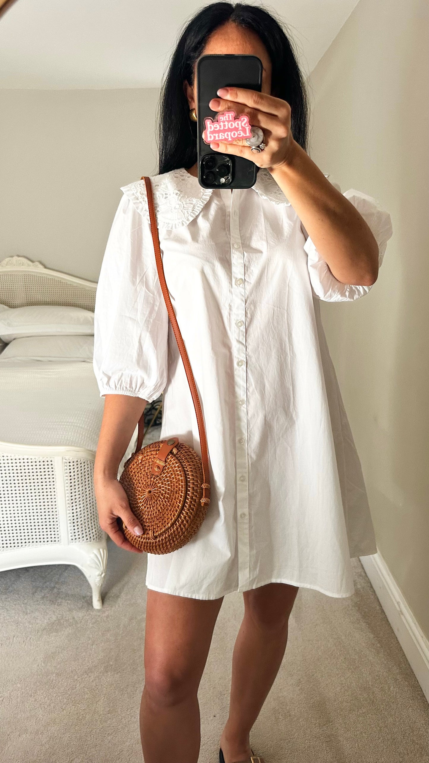 Nobody’s Child white cotton shirt mini dress small UK 10 vgc holiday