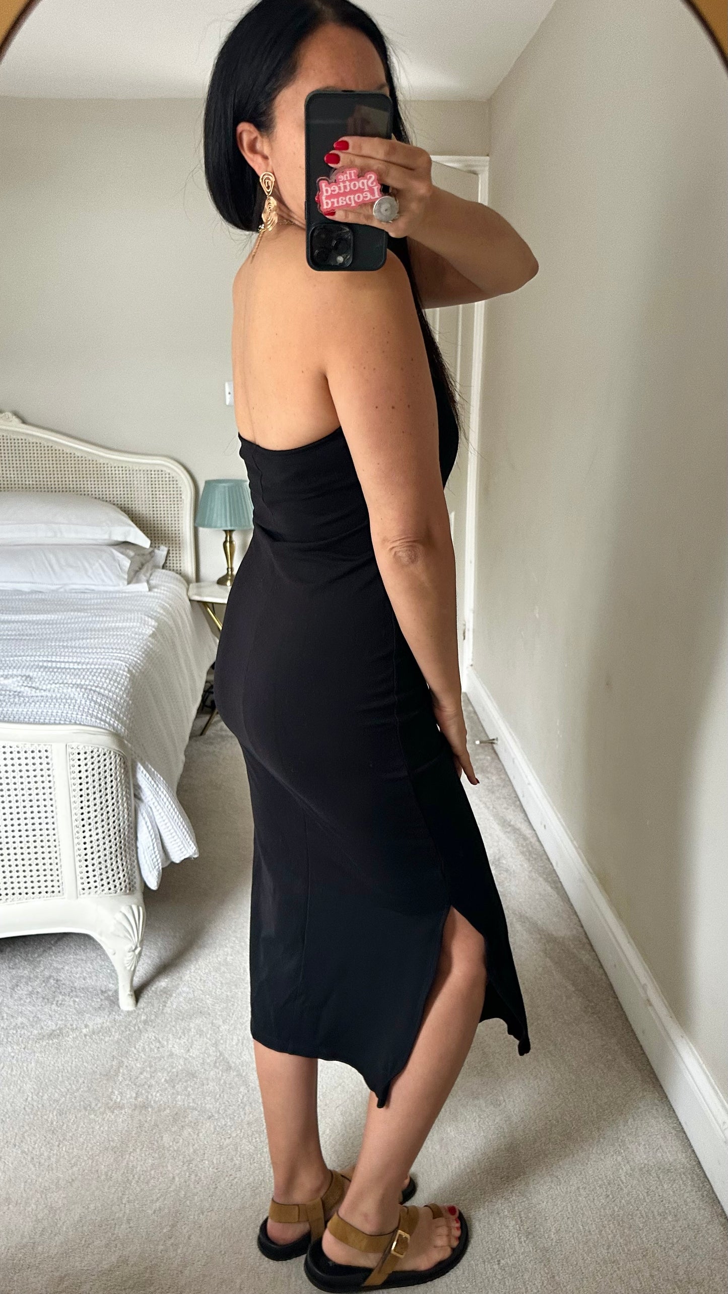 & other stories black midi tube jersey holiday strapless dress medium UK 12-14 vgc