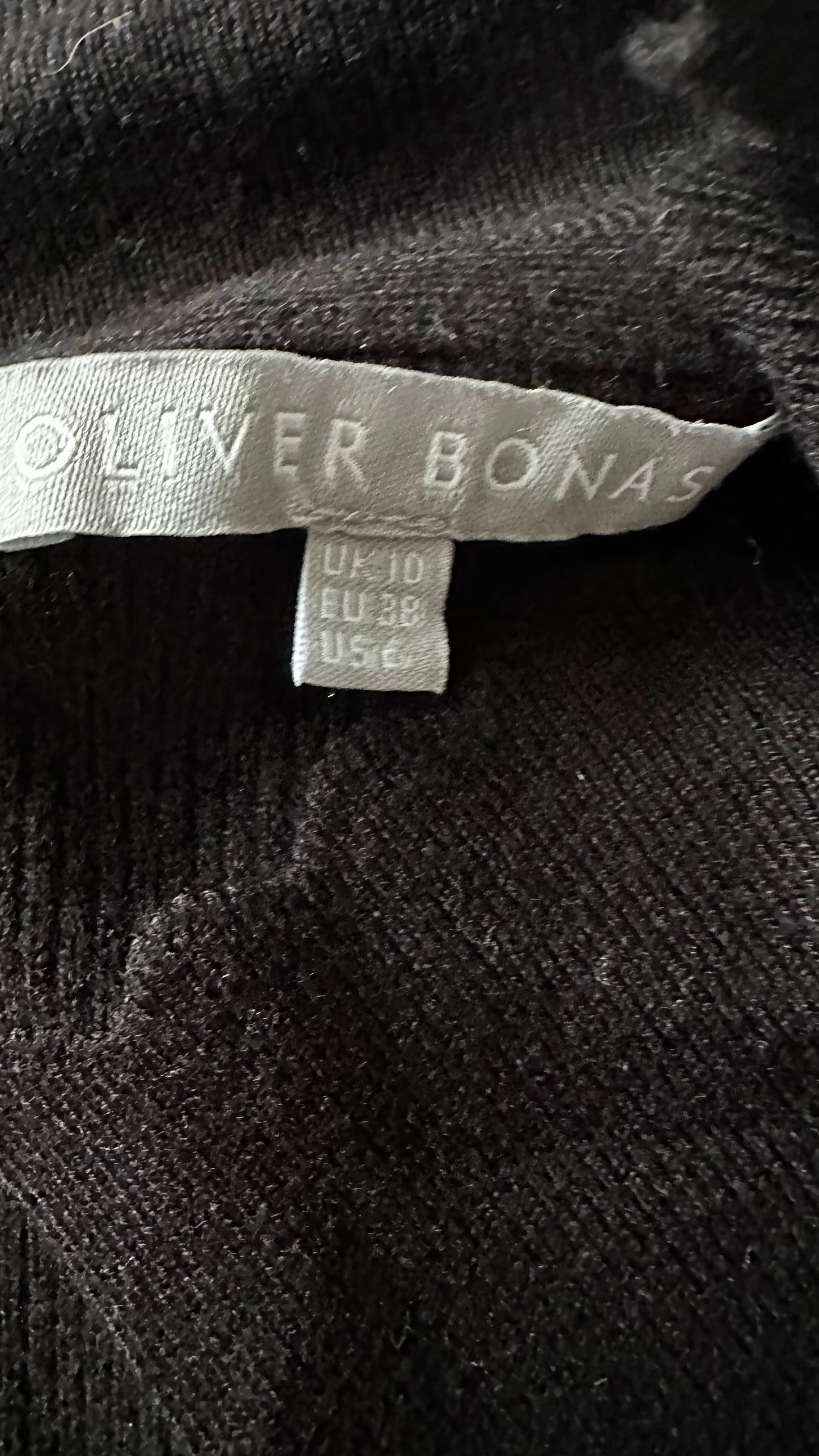 Oliver bonas black knit scallop edge jumper mini dress medium M UK 10-12 excellent used condition