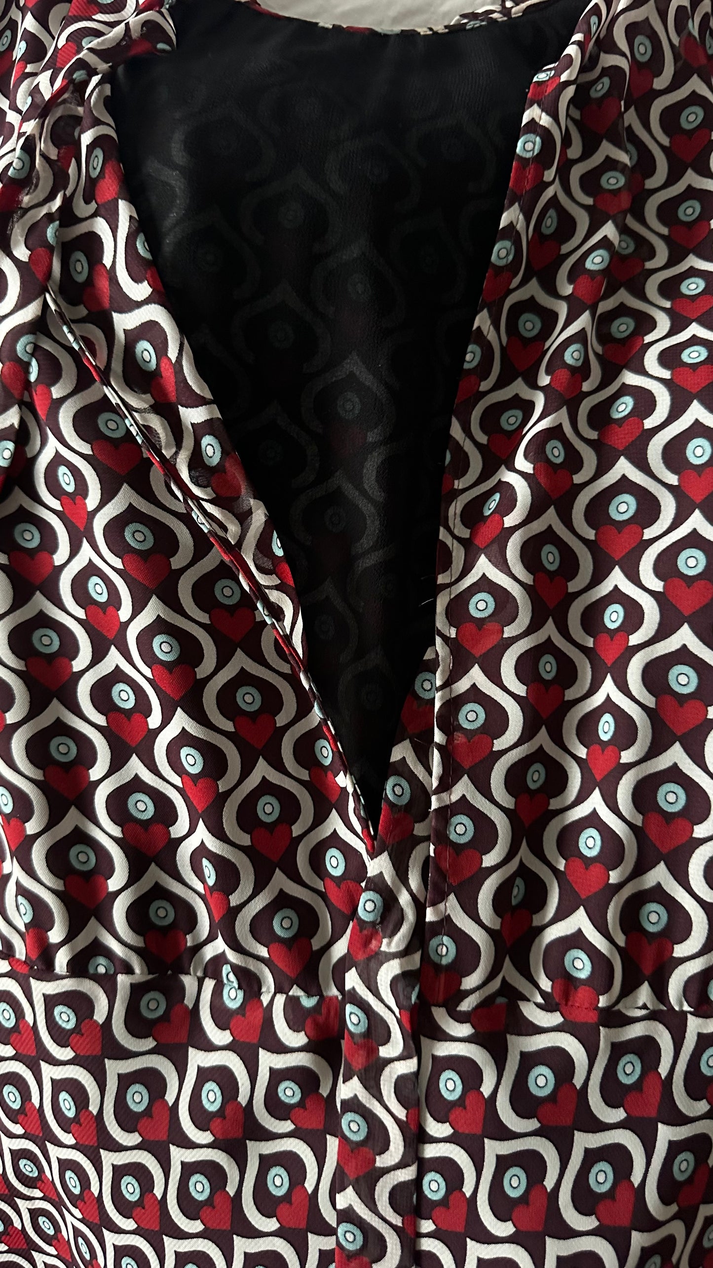 Zara red heart print midi valentines dress long medium UK 12