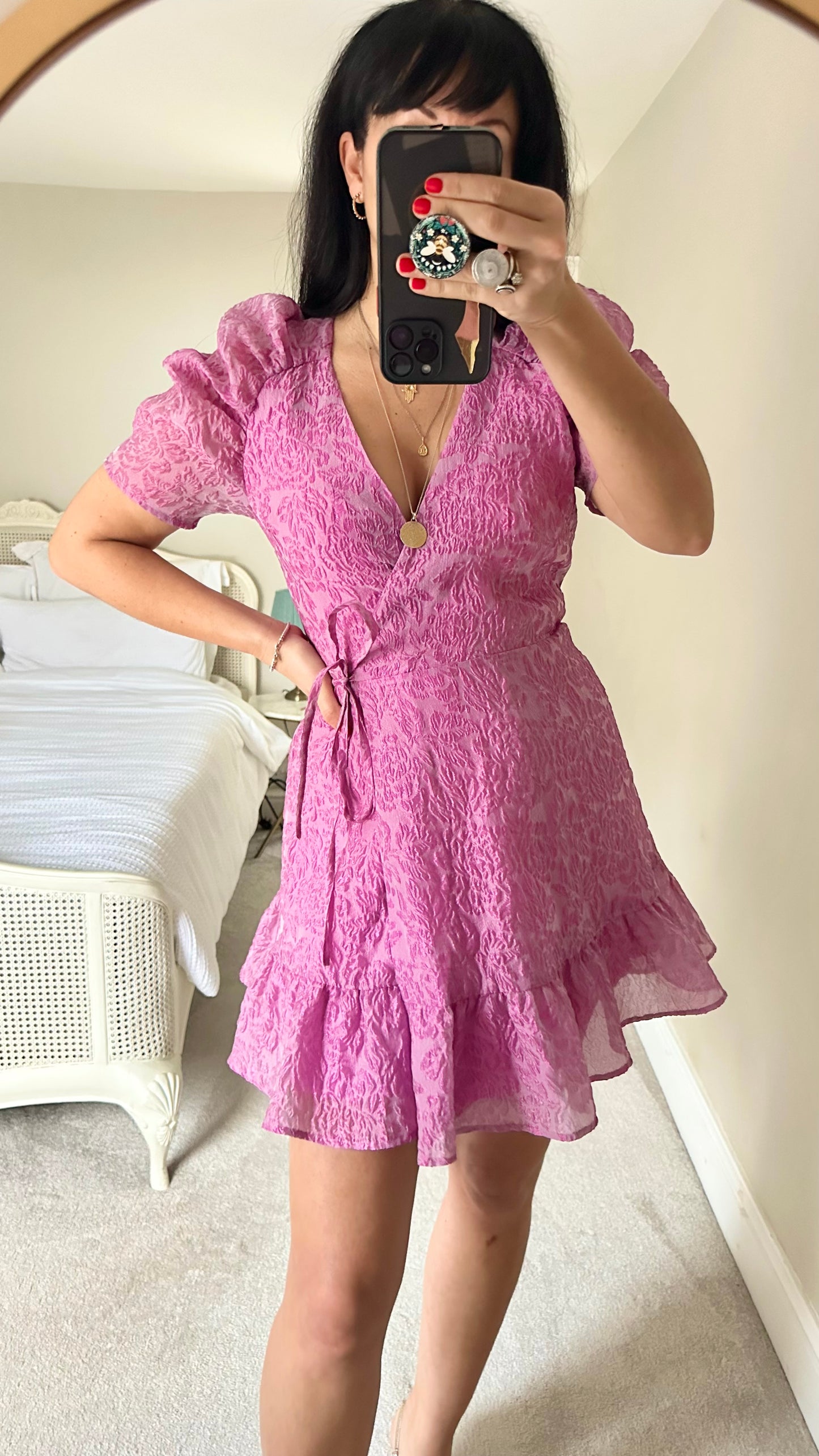 & other stories hot pink Emily in Paris wrap event dress small UK 8 vgc