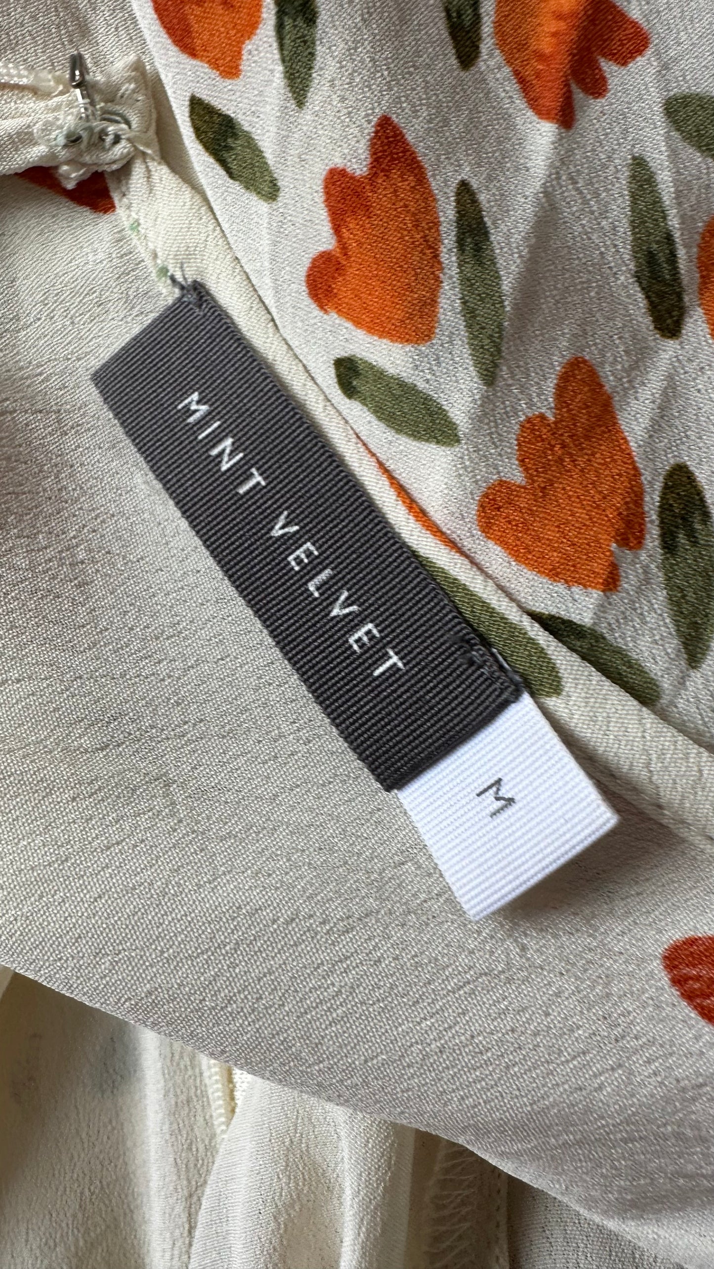 Mint Velvet cream orange apricot maxi long boho event dress medium UK 12 14 vgc