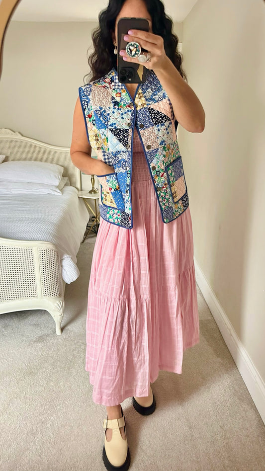 Albaray multicoloured quilted vintage print patchwork waistcoat small medium SM 8-10 vgc