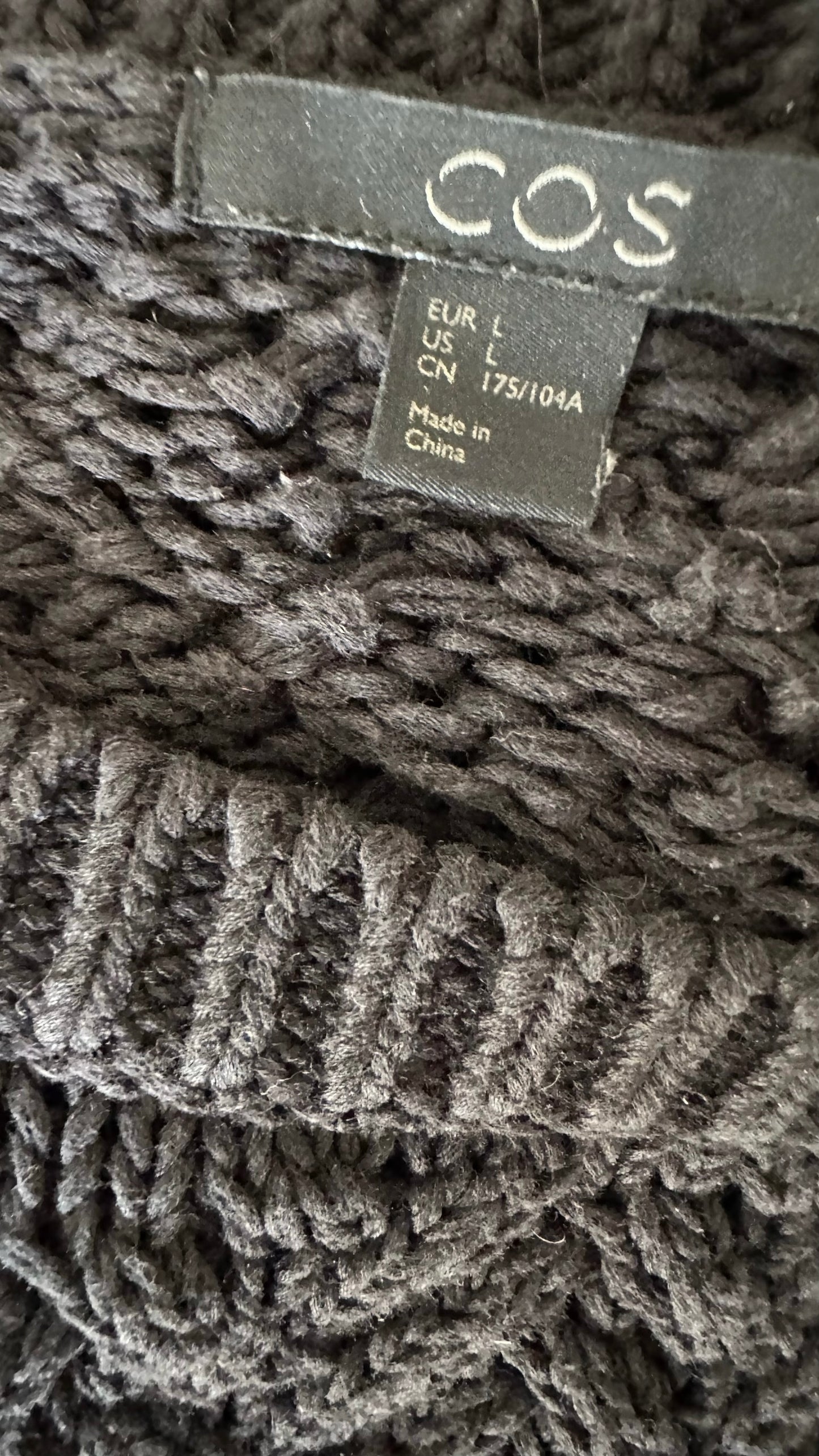 Cos black cable knit jumper large L UK 12 excellent used condition