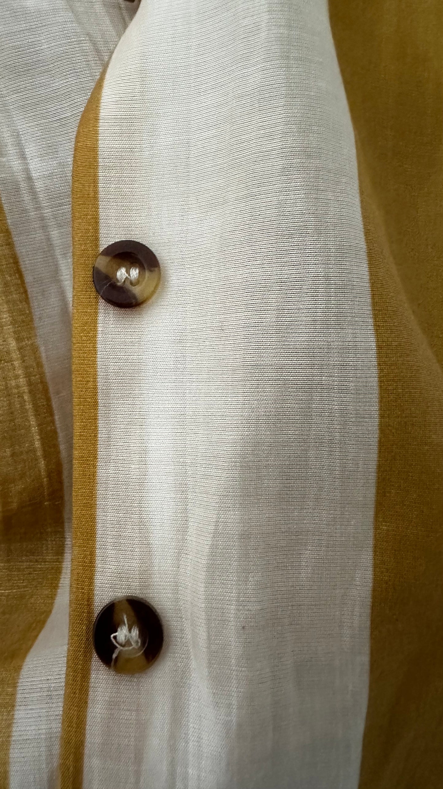 Never fully dressed cream mustard stripe shirt top small UK 8 vgc