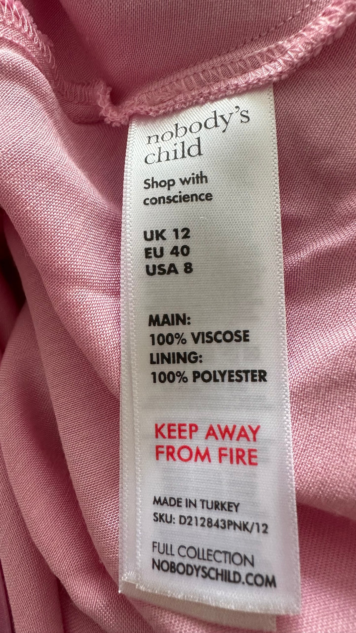 Nobody’s Child rose soft pink midi wedding guest dress medium large UK 12 new bnwt