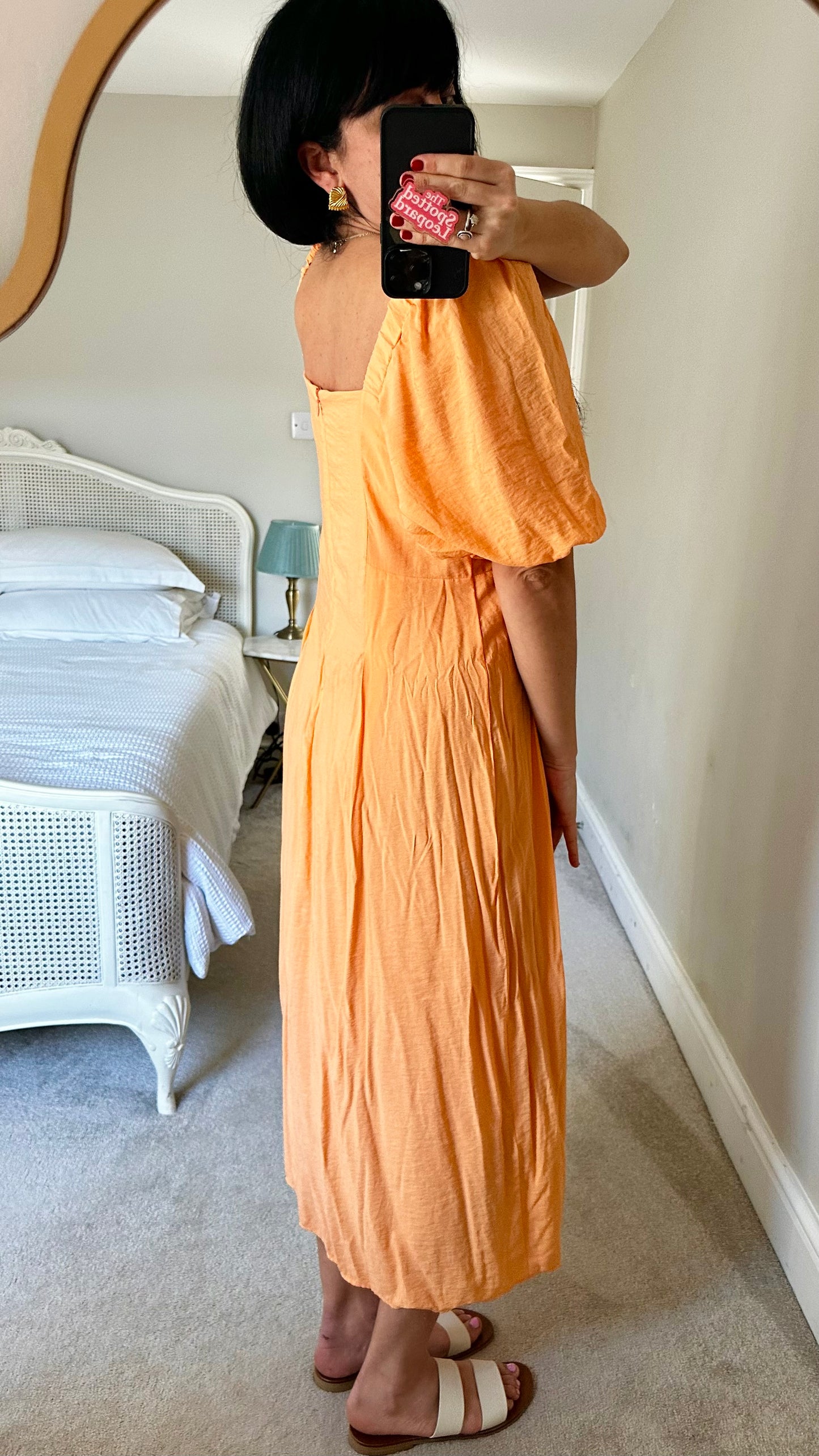 Nobody’s Child soft orange midi long dress small medium UK 8 14 holiday vgc