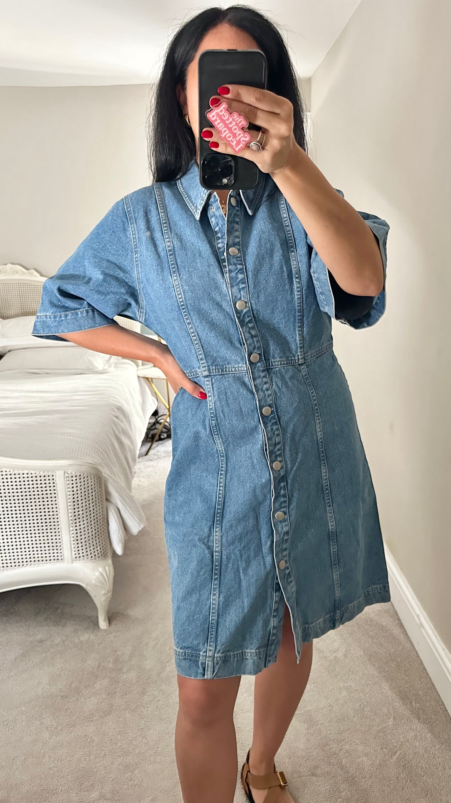 Selected Femme @ Anthropologie denim blue button up shirt mini dress medium UK 14 new bnwt