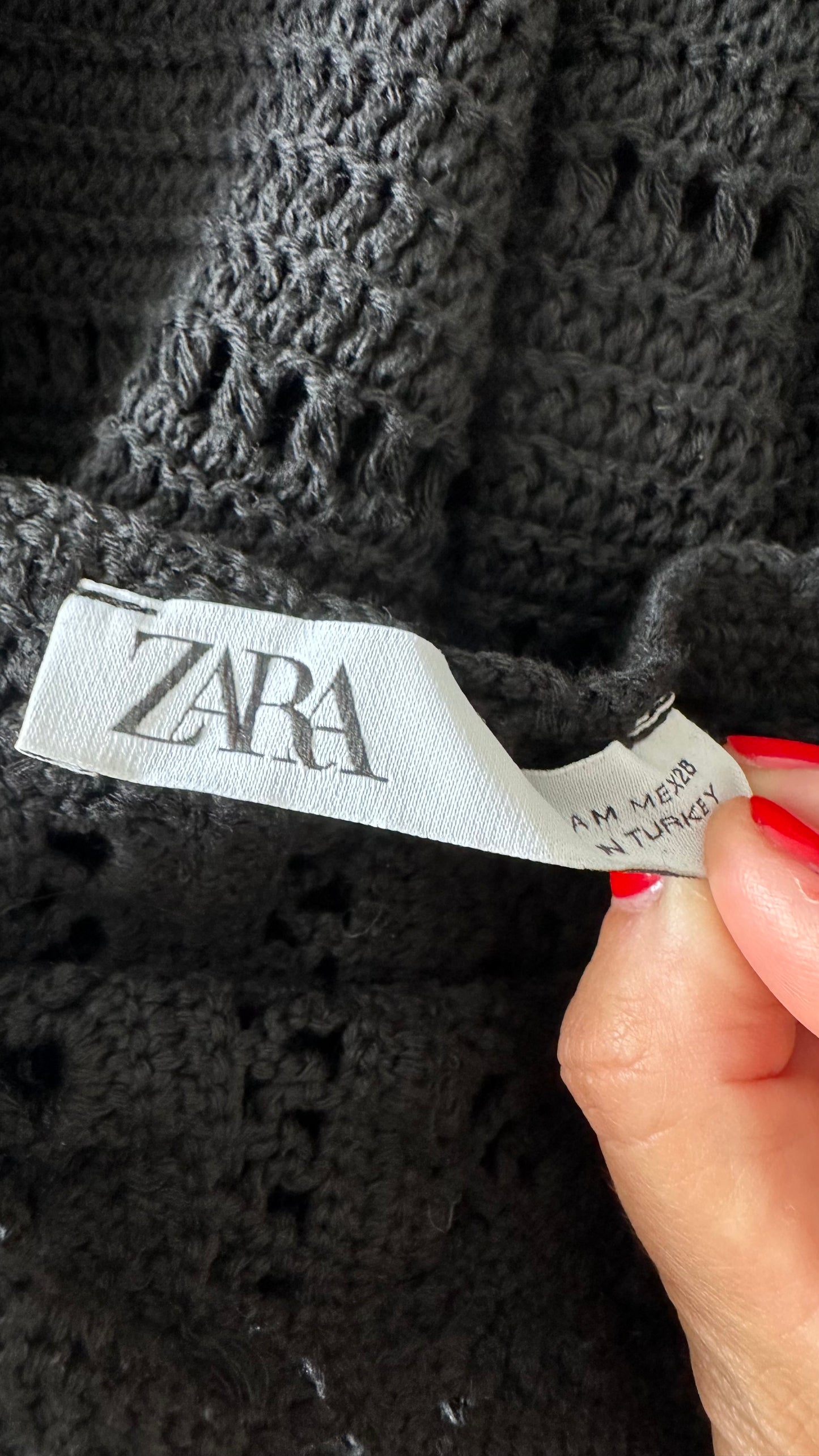 Zara black crochet maxi long dress medium UK 10 12 new