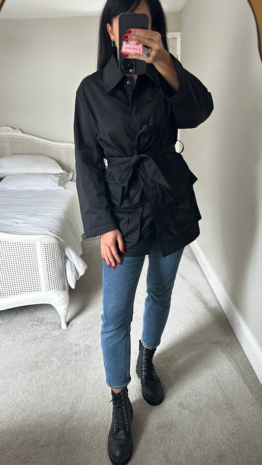 & other stories black raincoat trench style jacket small UK 8 vgc