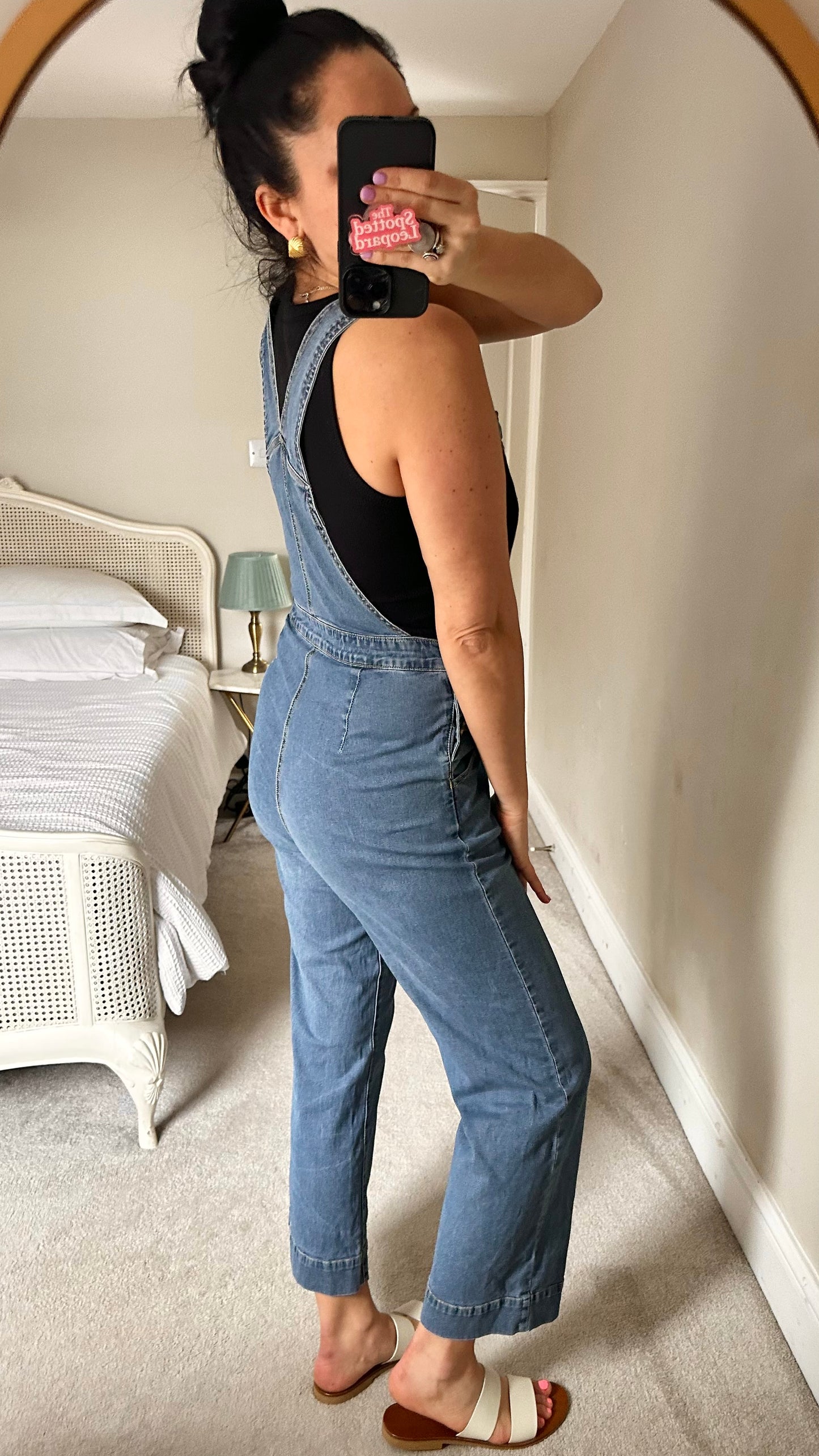 Joanie blue denim jeans dungarees jumpsuit UK 10-12 stretch trousers medium vgc