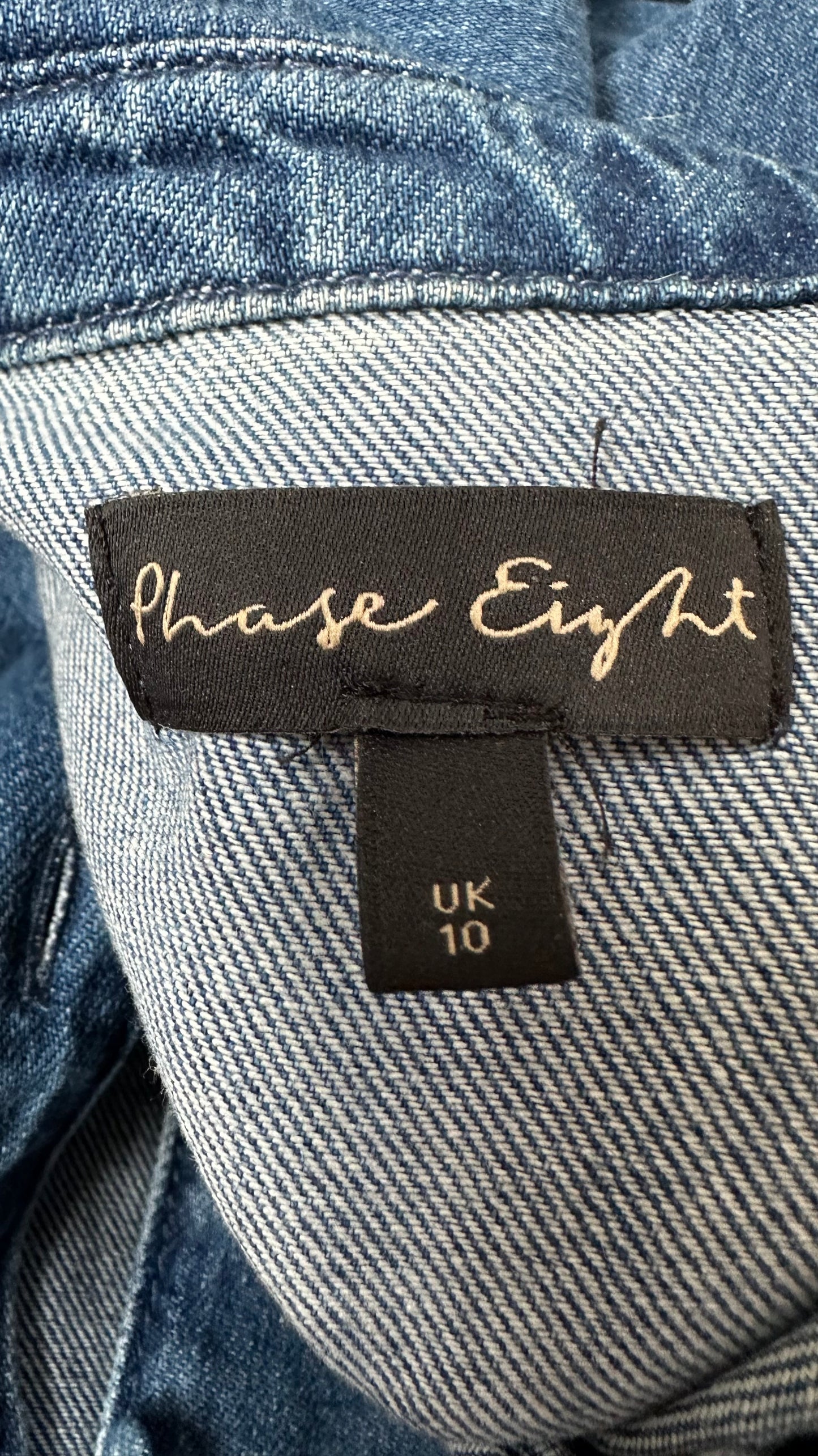 Phase Eight denim jeans blue button up casual midi dress small UK 10 vgc