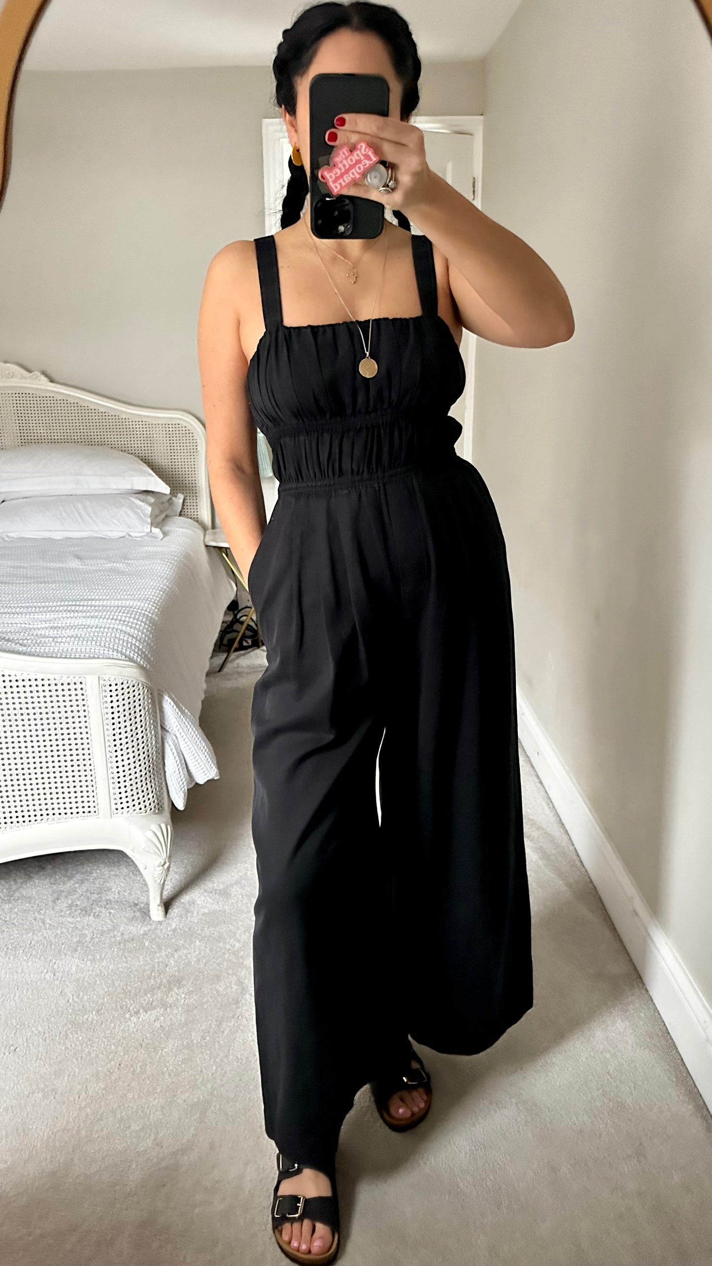 & other stories black linen blend jumpsuit playsuit trousersuit small UK 10 vgc