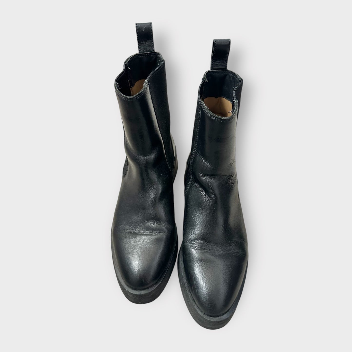 & other stories black leather Chelsea boots shoes EU 38 UK 5 vgc