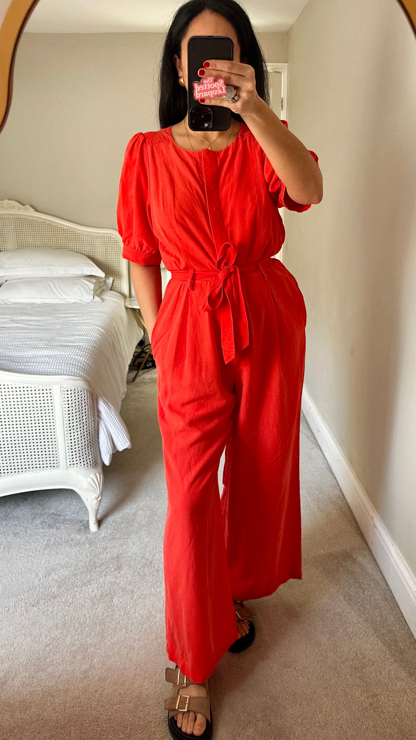 Oliver Bonas coral orange jumpsuit playsuit medium linen blend UK 12 vgc