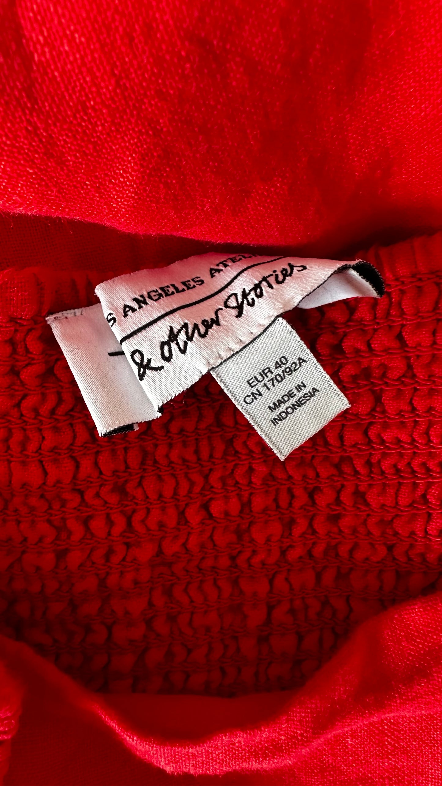 & other stories red cotton tiered mini dress medium UK 12 vgc