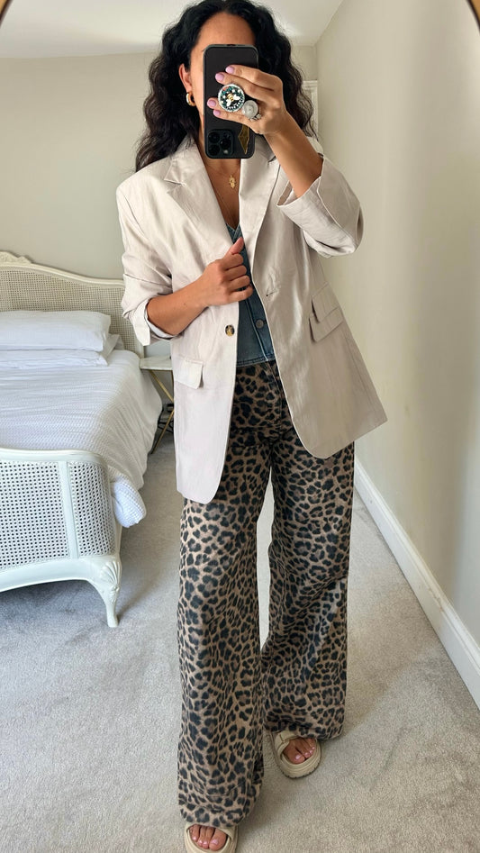 Topshop stone oversized blazer large L UK 12 excellent condition