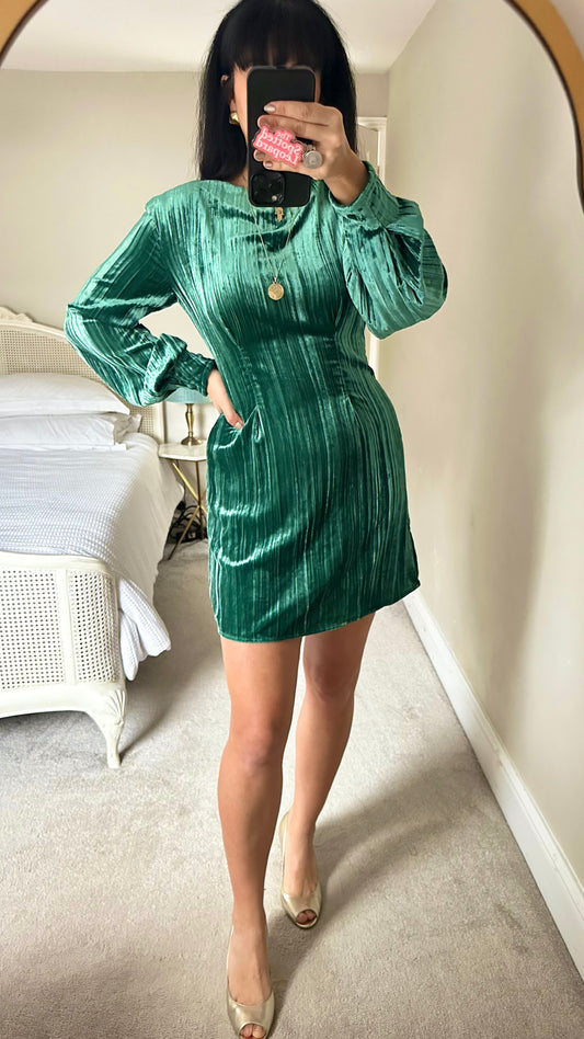 & other stories deep green velvet mini event dress small UK 8 vgc