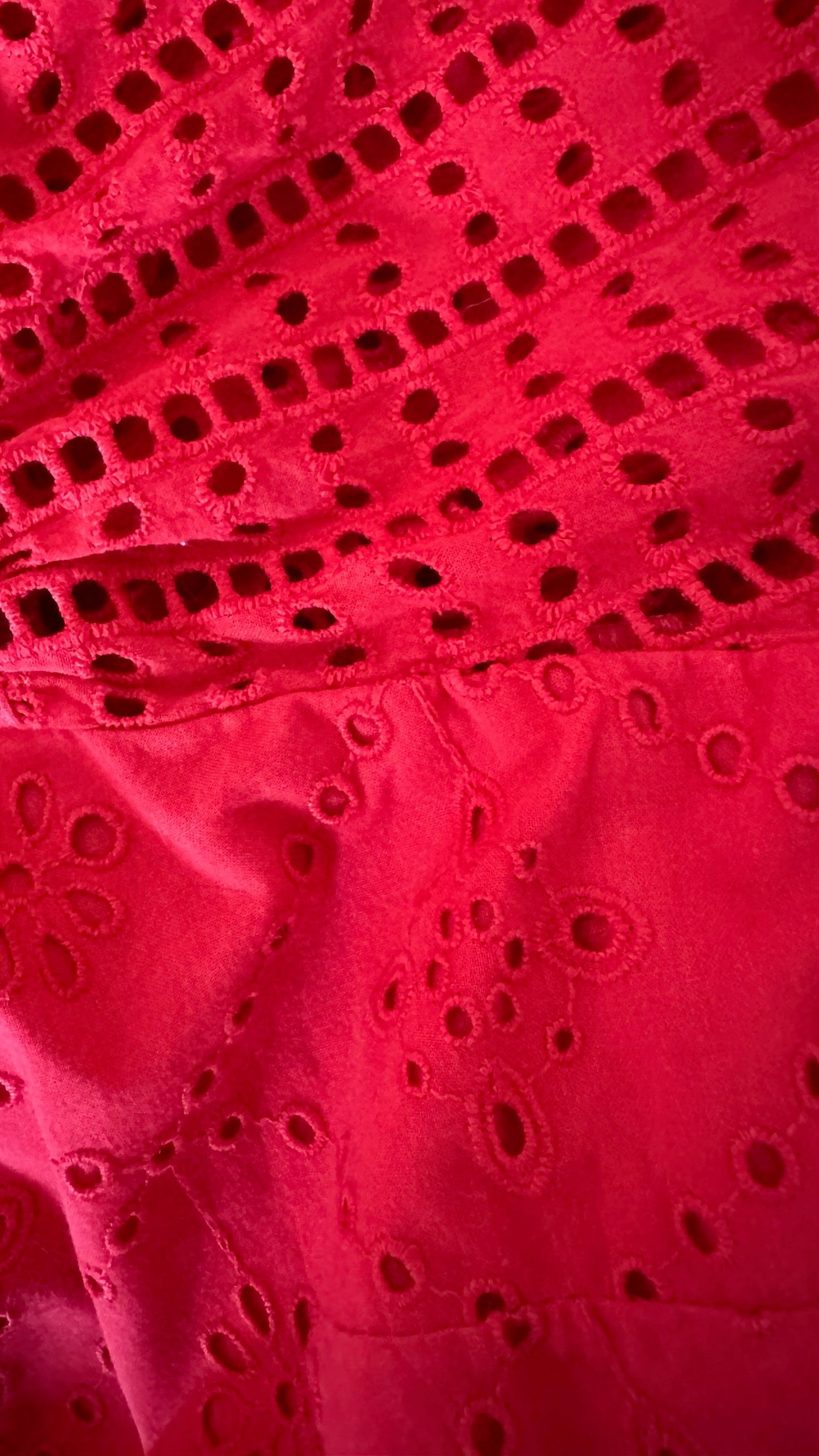 Oliver bonas bright red orange broderie anglaise holiday mini dress small UK 10 vgc