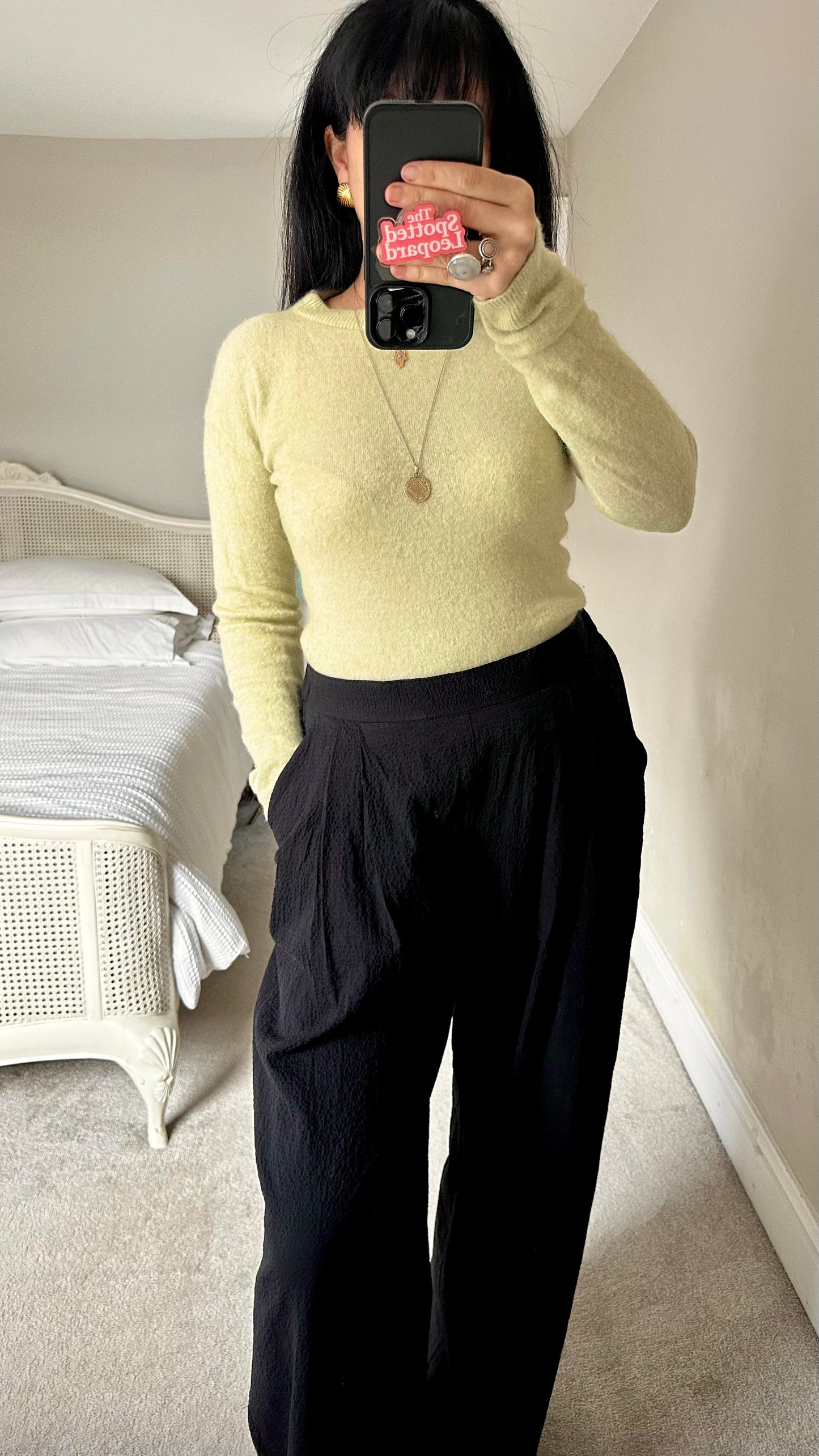 & other stories light green lime knitted jumper alpaca wool blend small UK 8 vgc