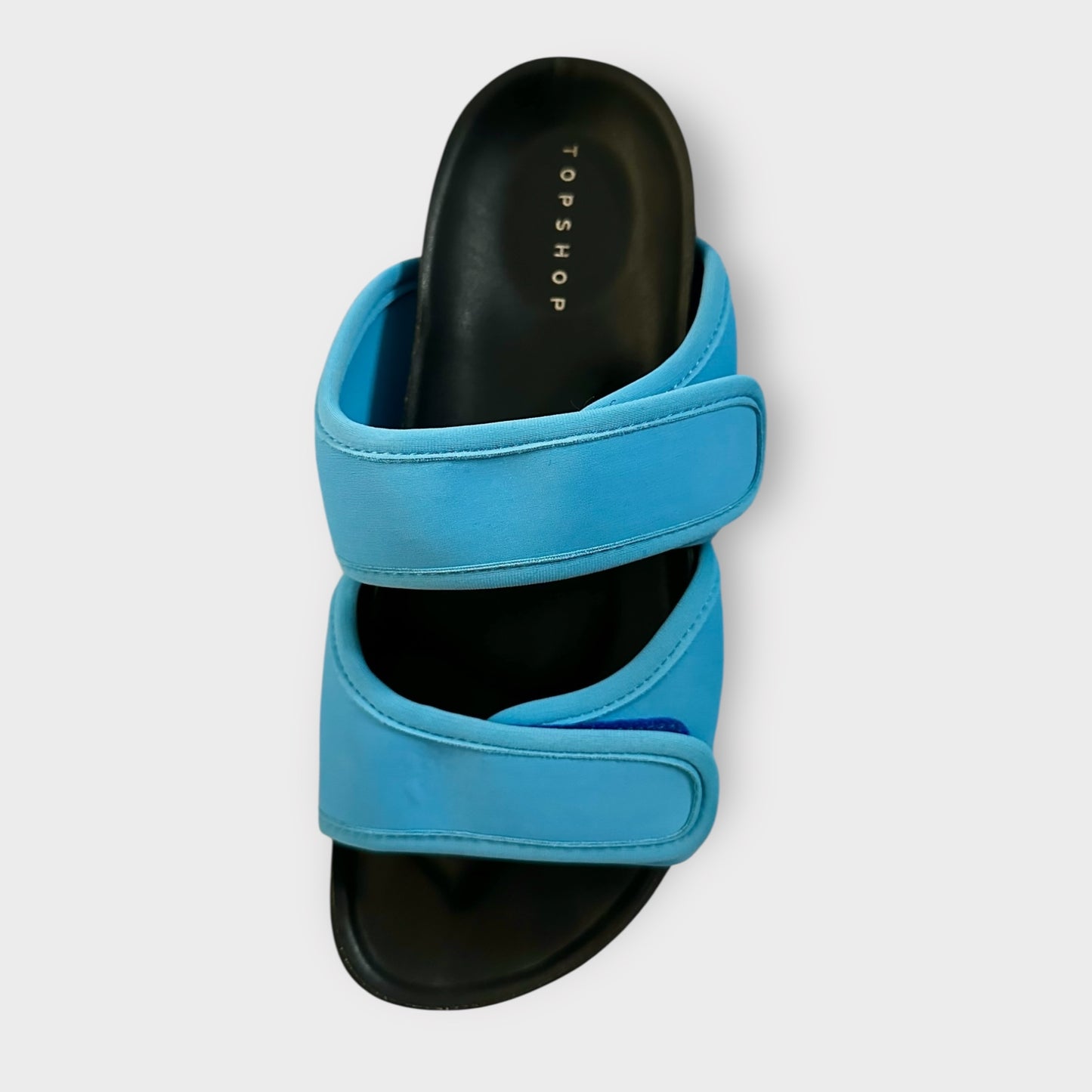 Topshop light blue Velcro sliders sandals holiday shoes flats EU 38 UK 5