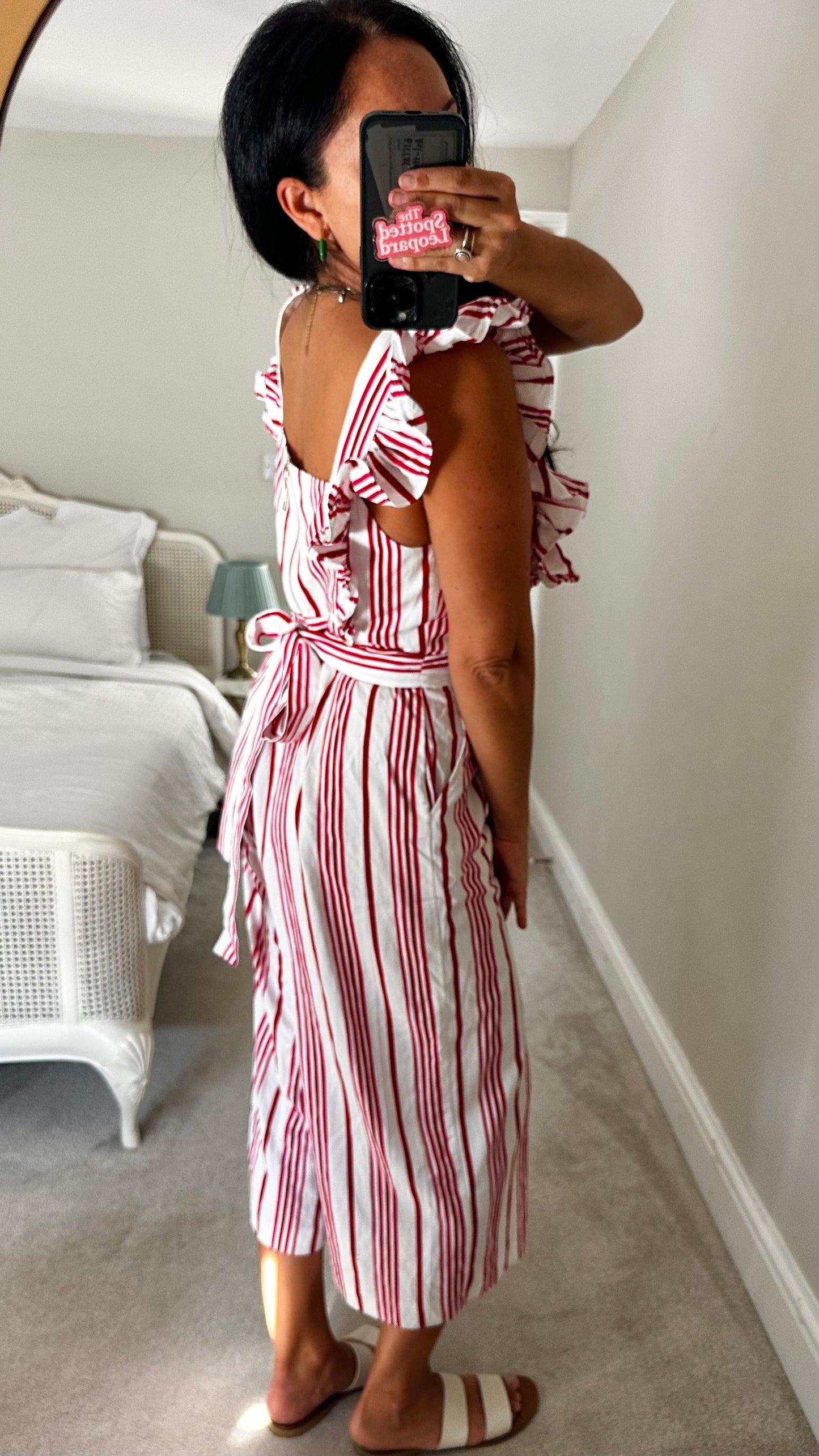 Ted Baker white red stripe jumpsuit playsuit trousersuit medium UK 14 EU 4 holiday