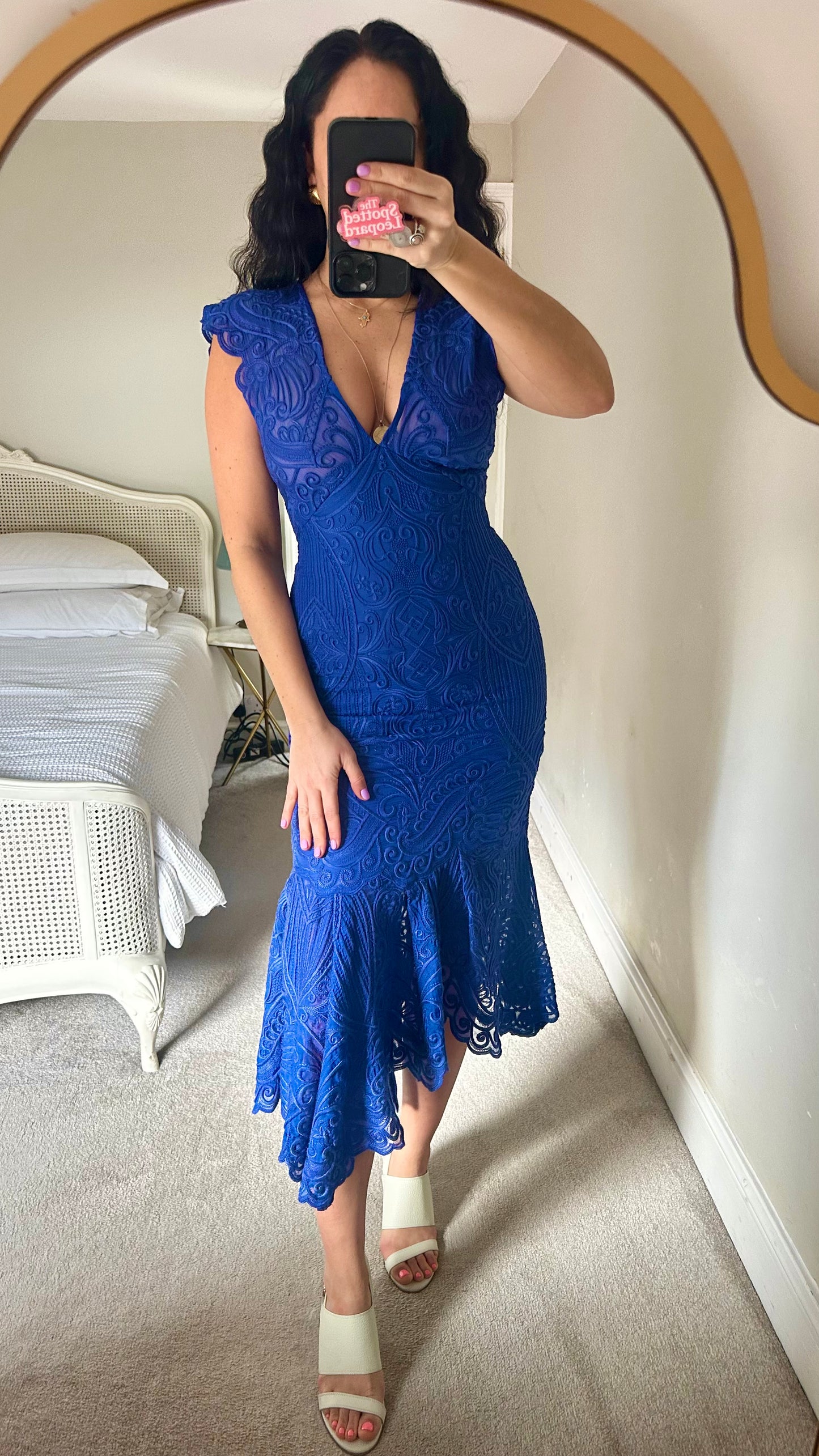 Reiss kingfisher blue midi long wedding guest midi dress small UK 8 vgc