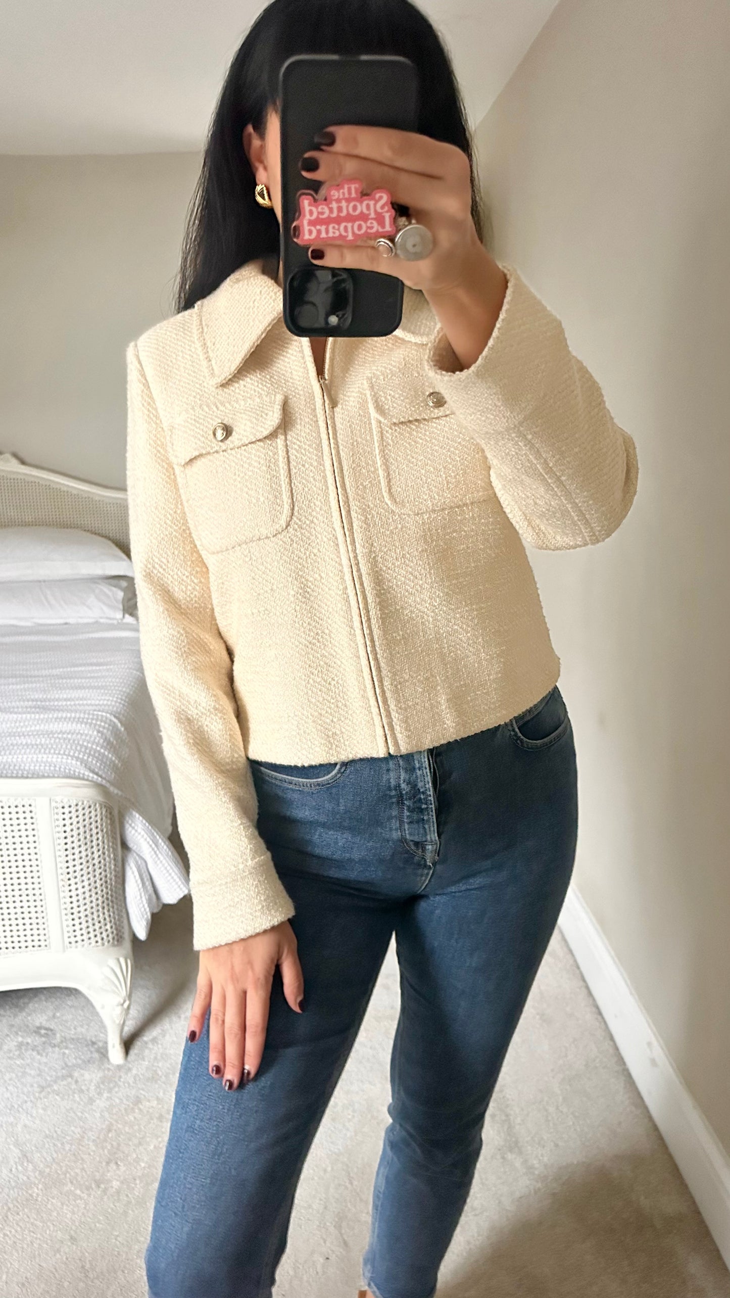 & other stories cream white tailored boxy jacket blazer medium UK 12 vgc