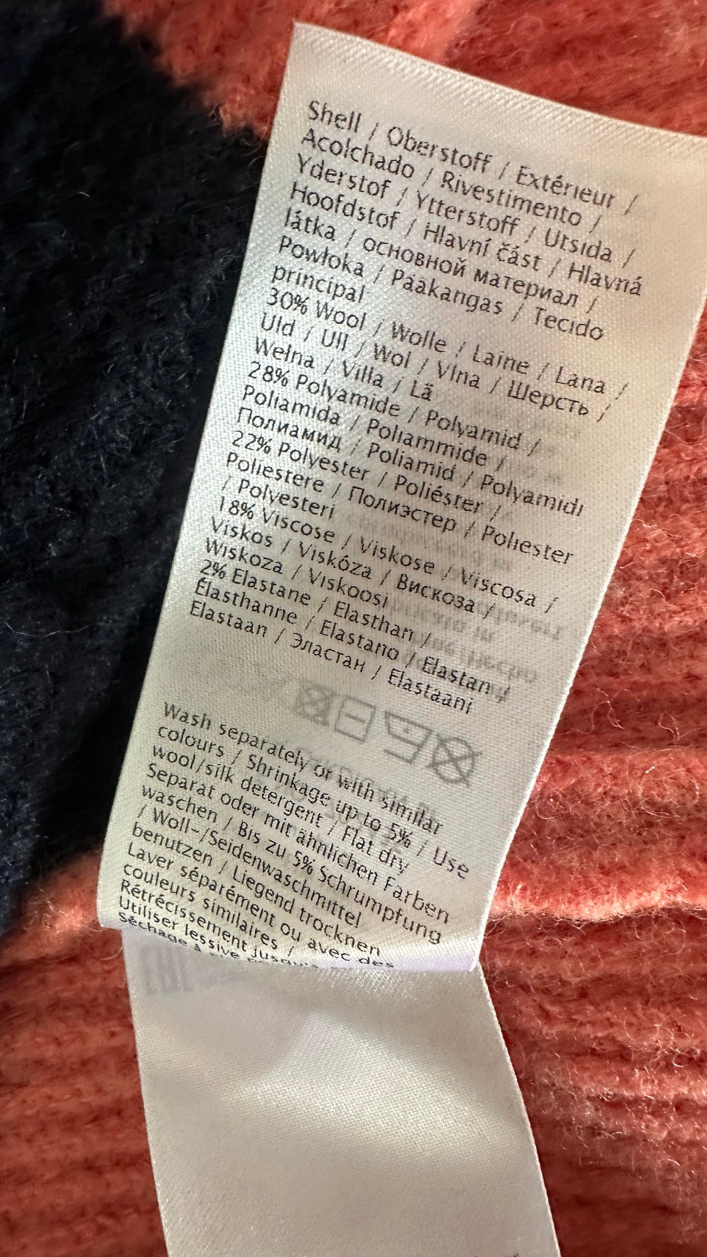 Numpth @Anthropologie navy blue coral khaki open knitted long cardigan jumper large L UK 12-14 excellent used condition