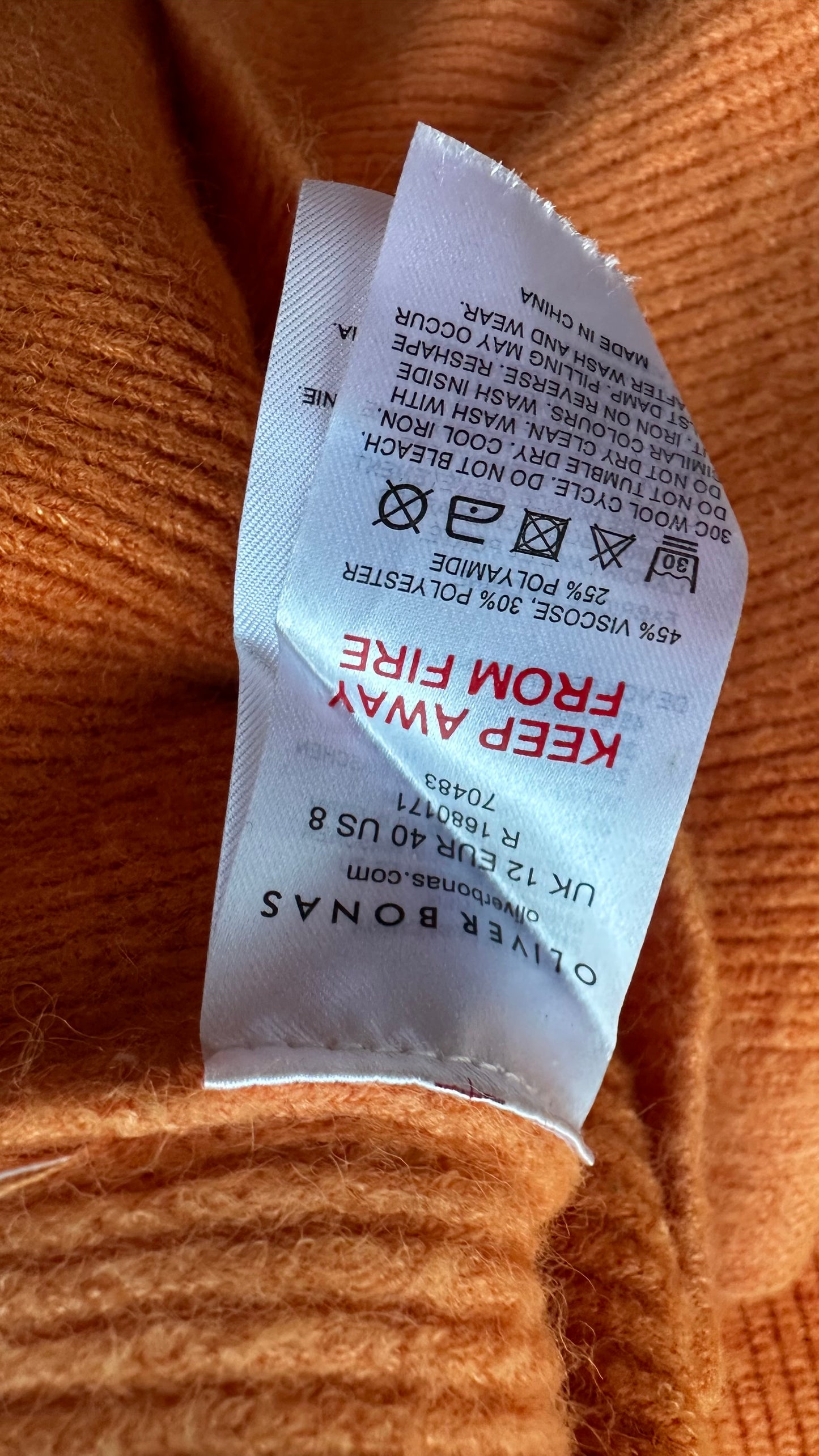 Oliver Bonas Orange pink knitted cardigan jumper medium UK 12 vgc