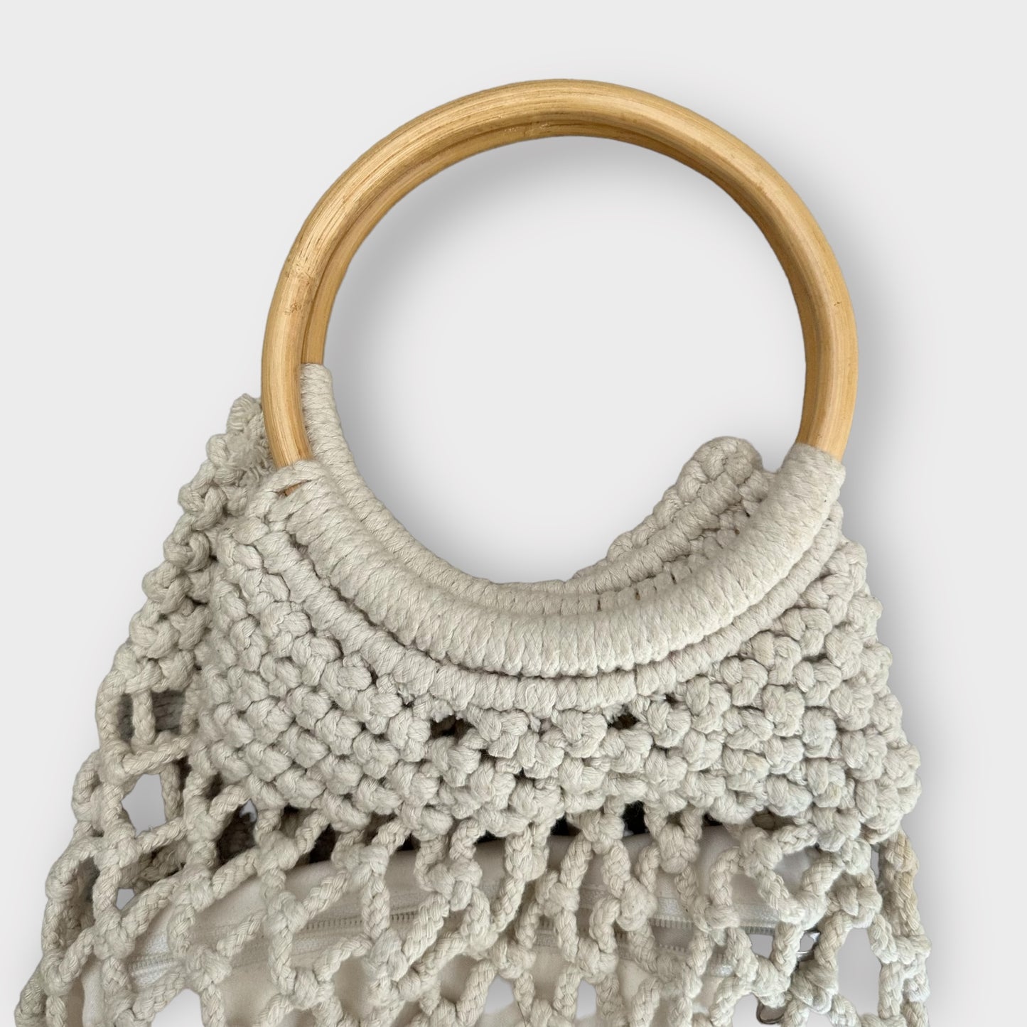 Topshop cream white crochet knitted  hand bag