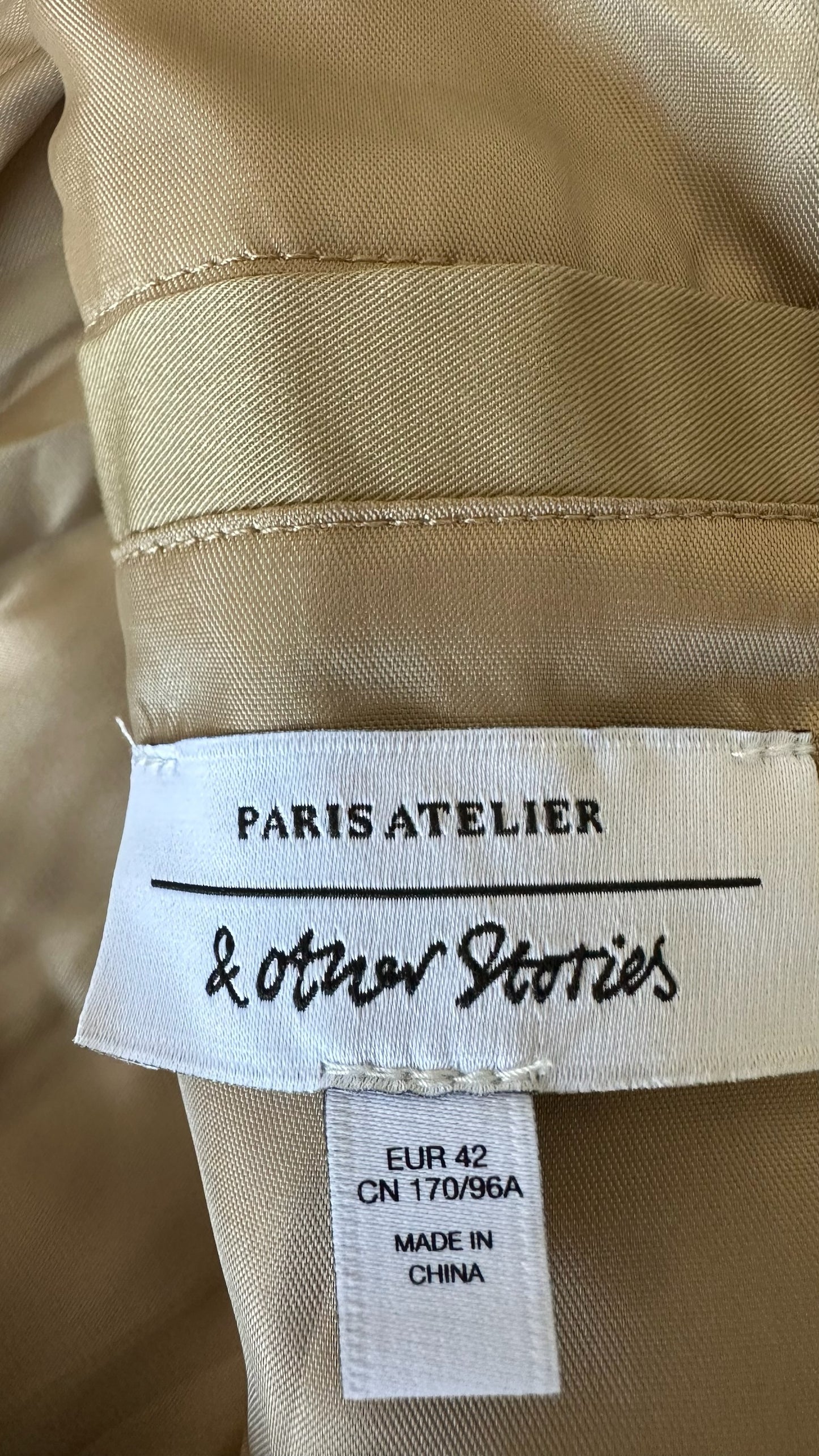 & other stories khaki beige quilted floral coat jacket extra large UK 14 vgc w25