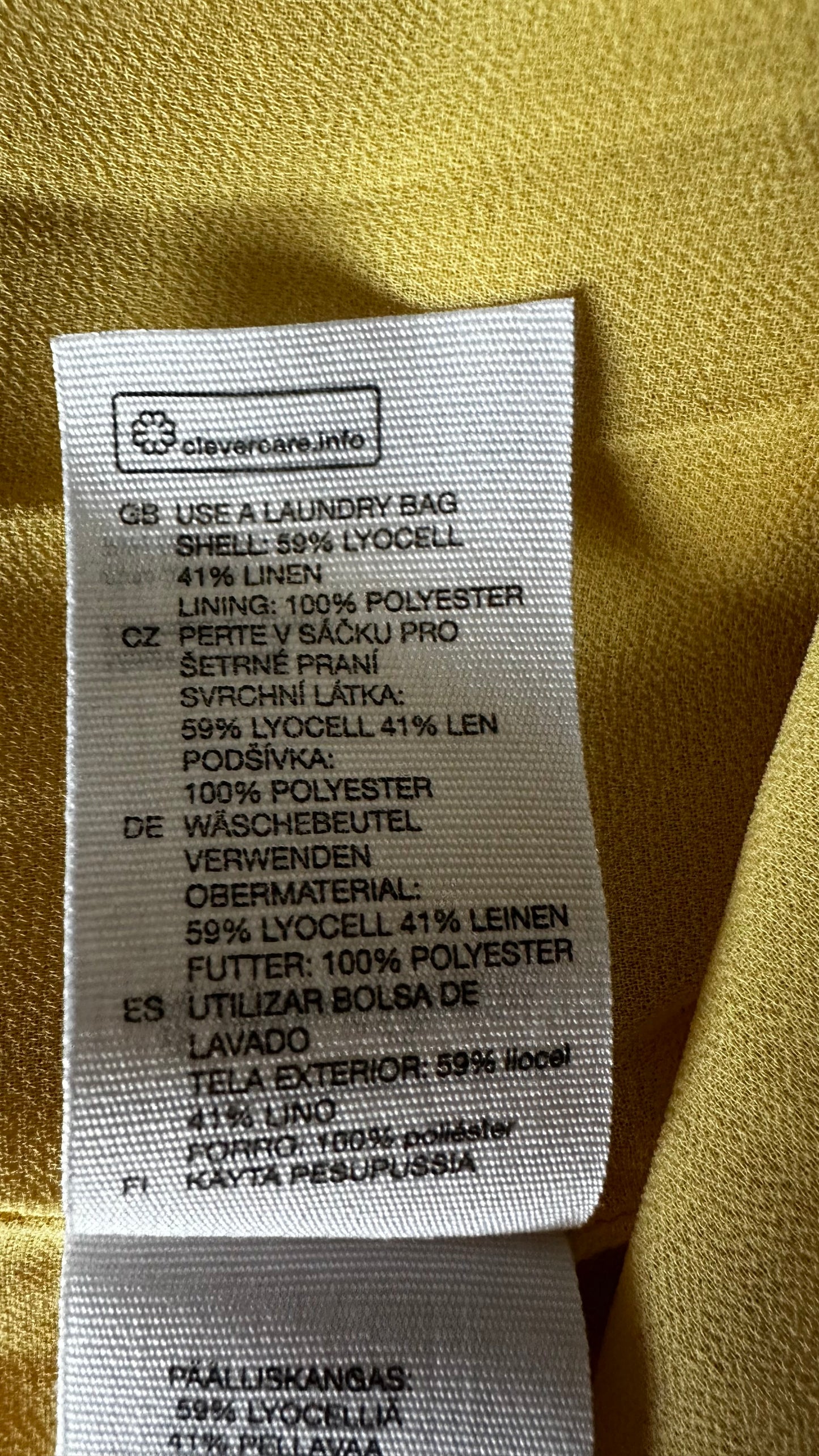 & other stories mustard yellow linen button up dress medium UK 10-12 vgc