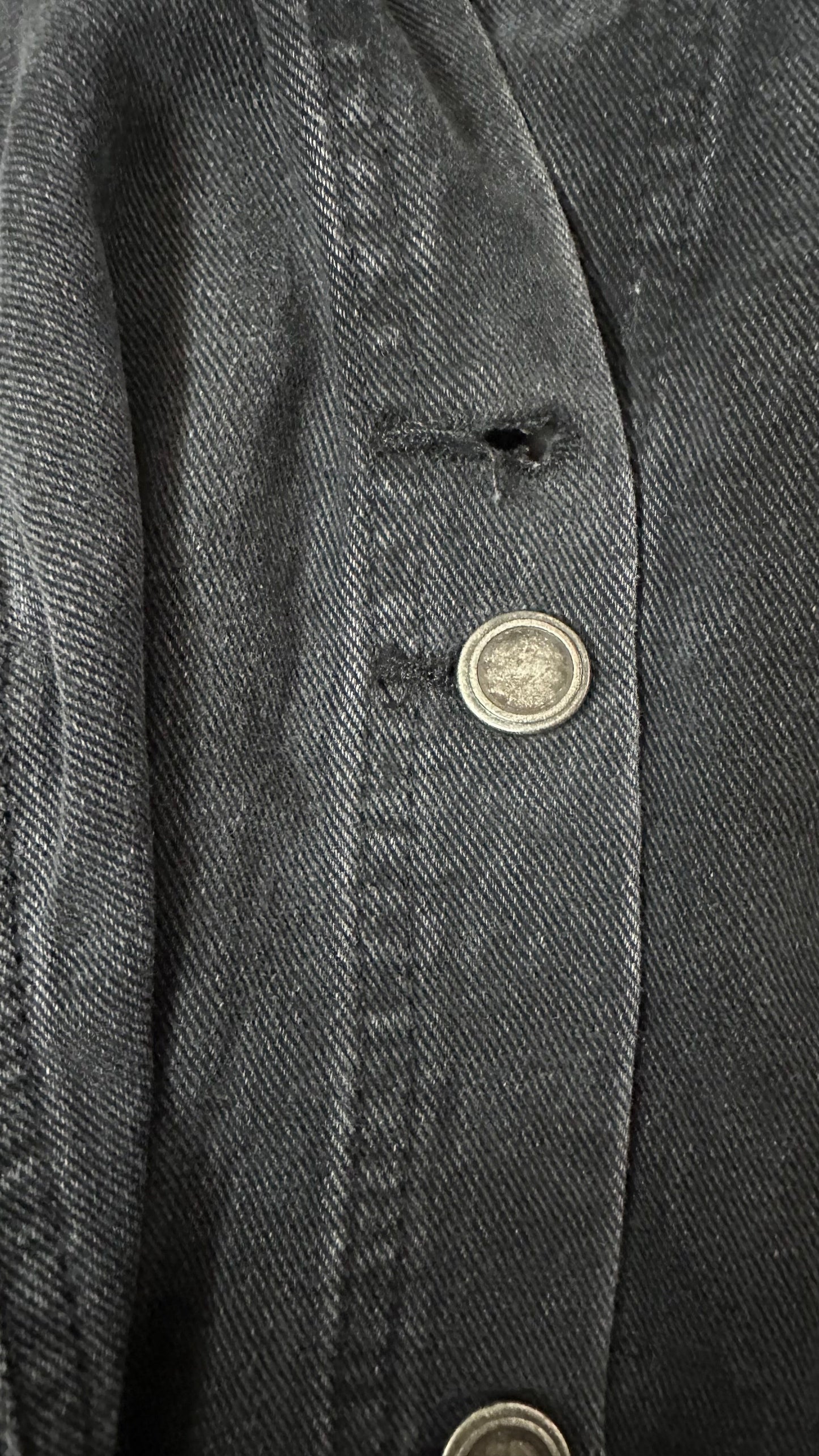 Oliver Bonas black denim jeans button up midi dress small UK 10 vgc