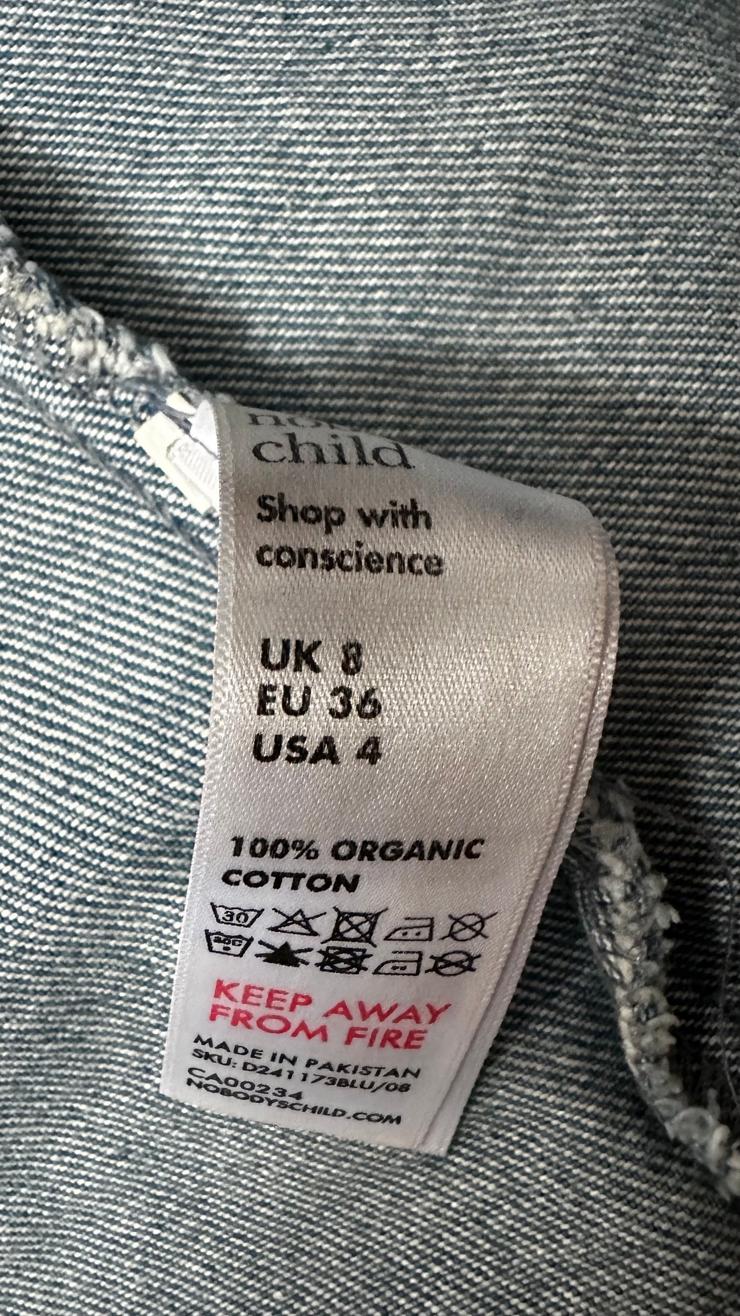 Nobody’s Child light blue denim button up casual dress mini small UK 8 vgc