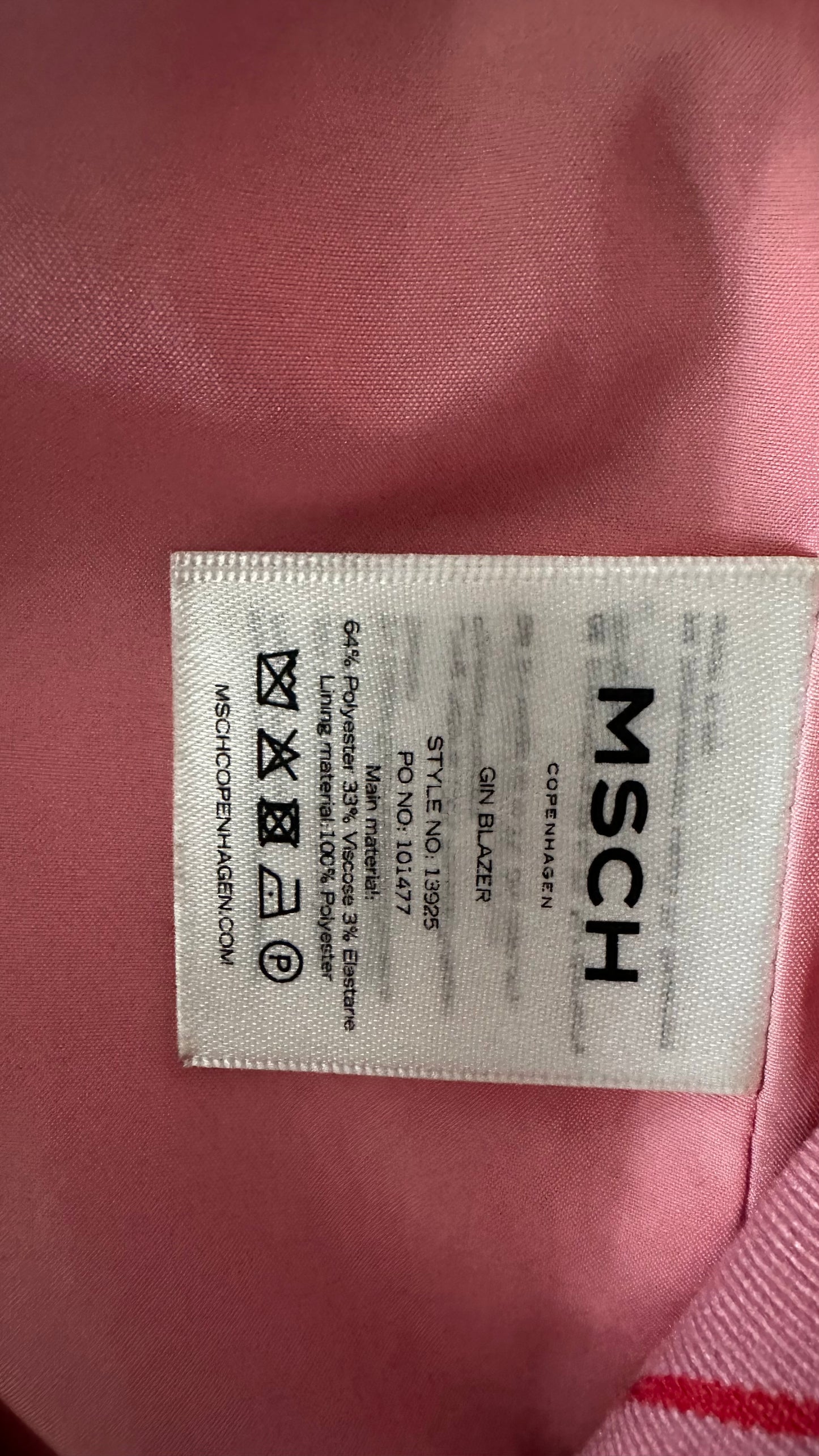 MSCH Copenhagen rose pink stripe oversized blazer jacket small UK 8-10 vgc