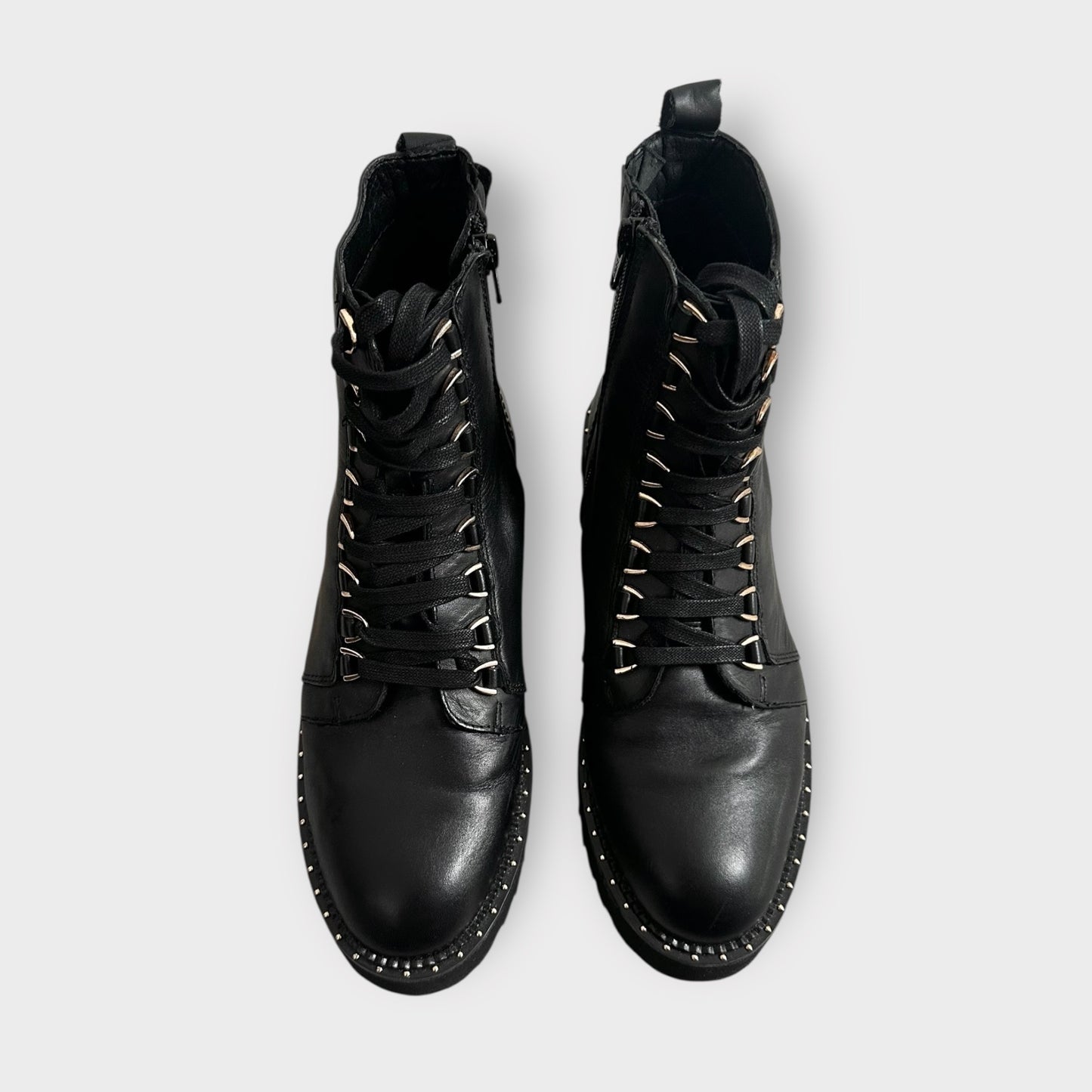 Office black leather lace up brogue grenson style boots EU 38 39 40 new bnwot w25
