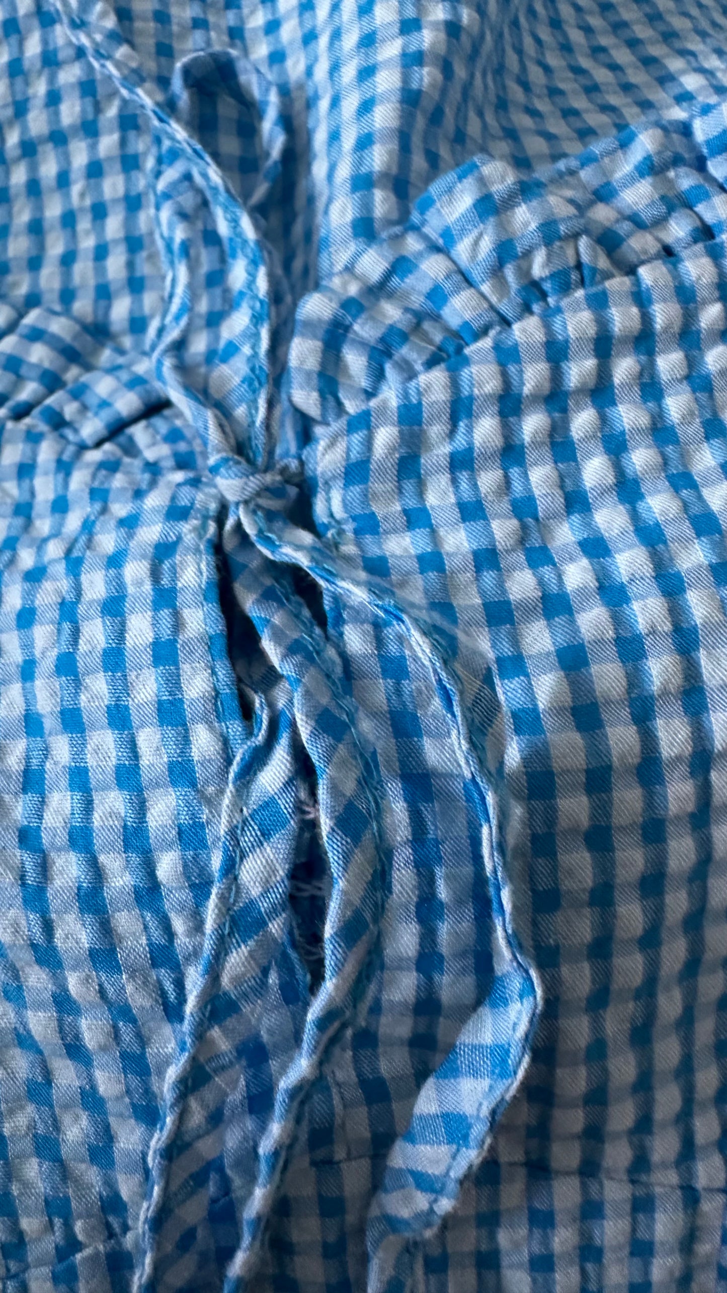 Nobody’s Child turquoise blue gingham check midi side split dress medium UK 12-14 vgc holiday