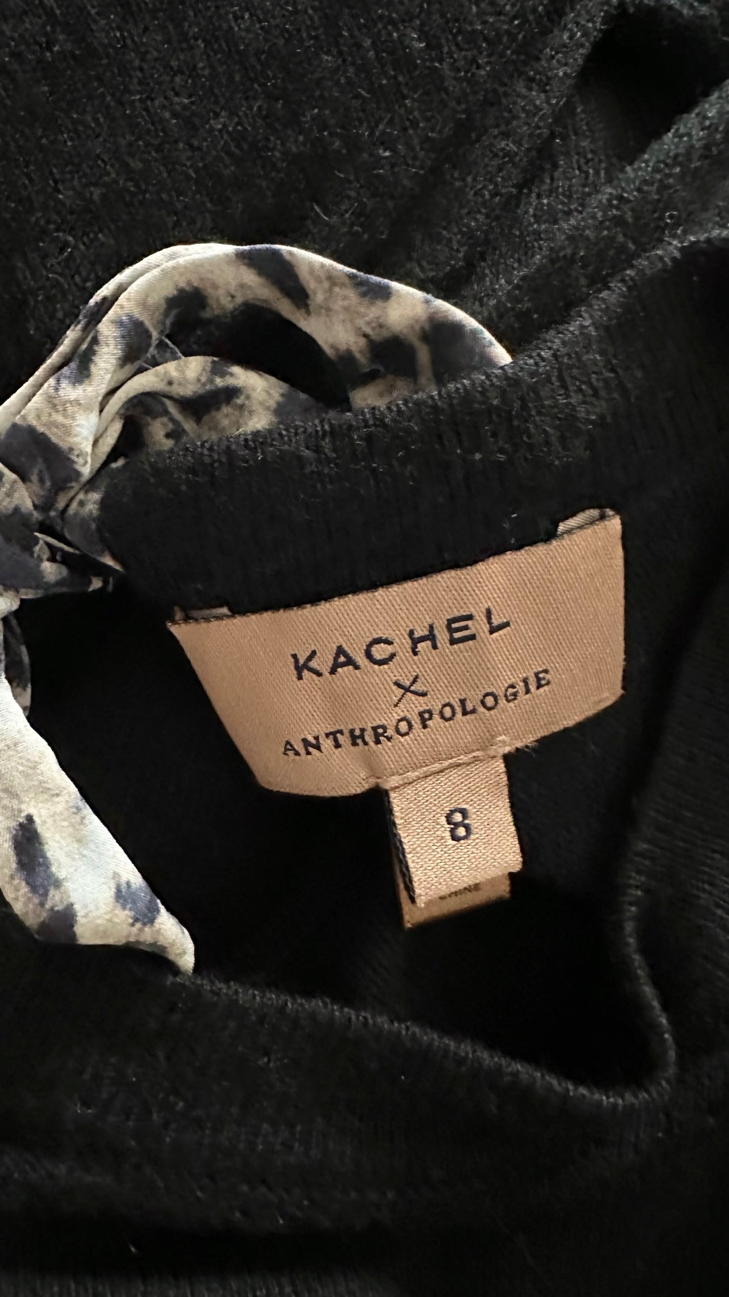 Kachel @ Anthropologie black leopard print cashmere blend jumper top small S UK 8 vgc