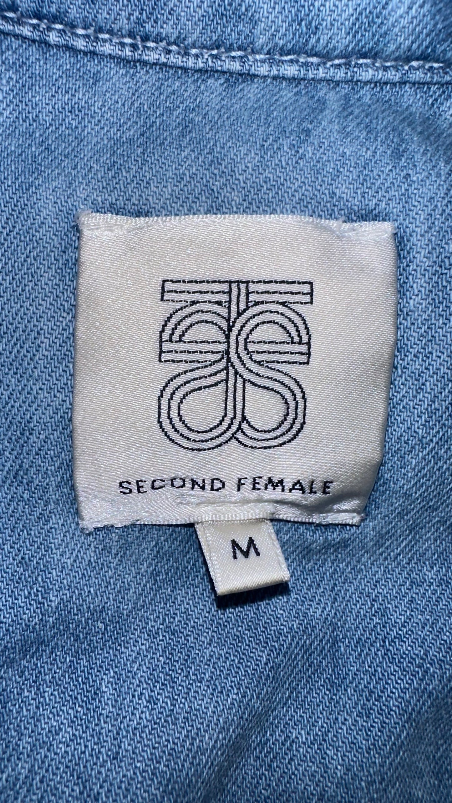 Second Female @ Anthropologie light blue denim jumpsuit playsuit medium UK 12-14 vgc