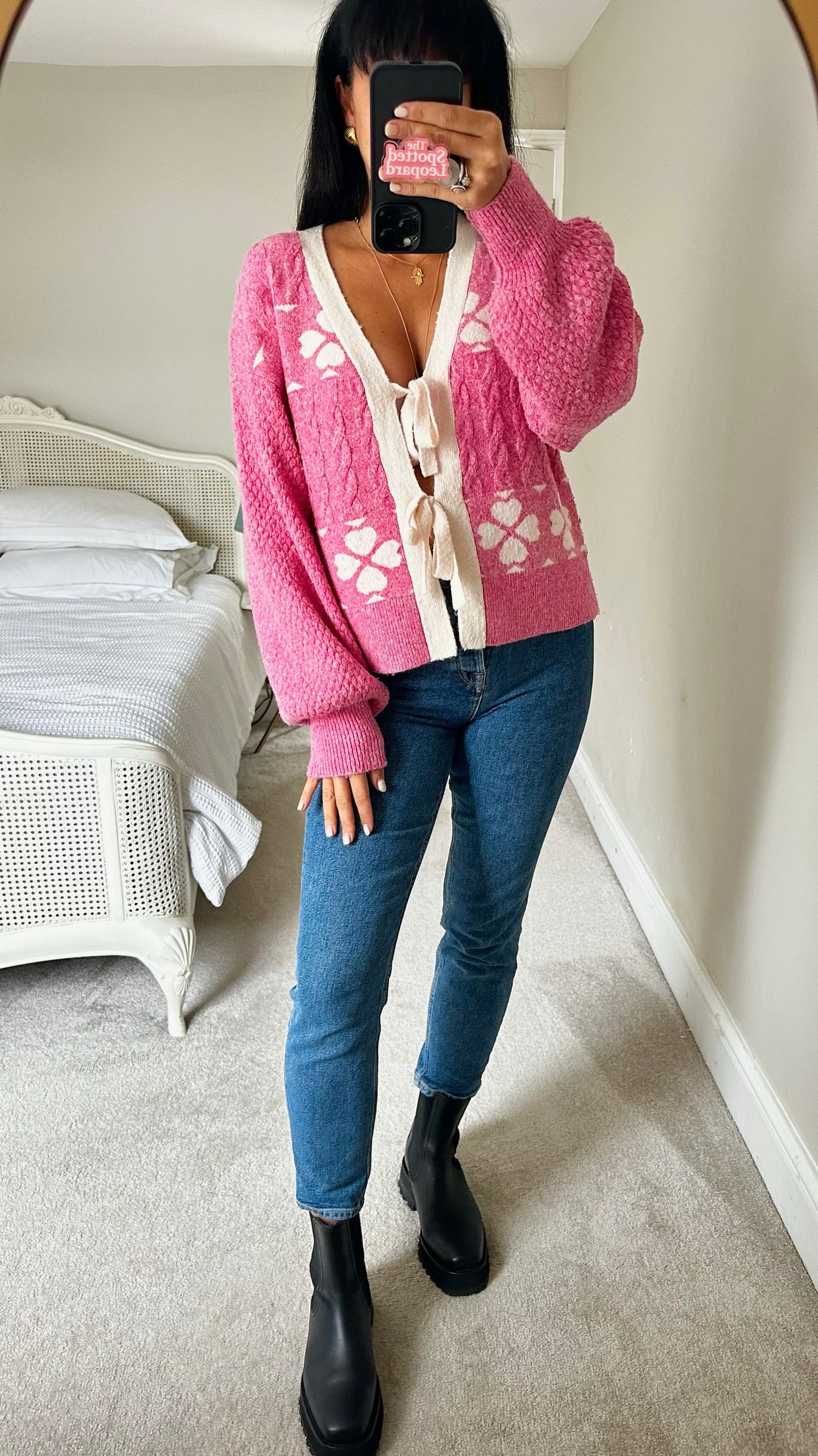 Nobody's child candy pink knitted cardigan medium UK 10-12 vgc