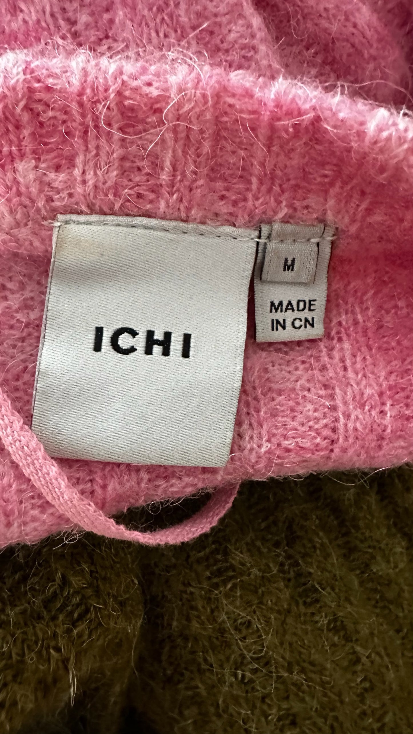 Ichi pink green cream colour block alpaca blend knitted jumper UK 10 vgc XMS25