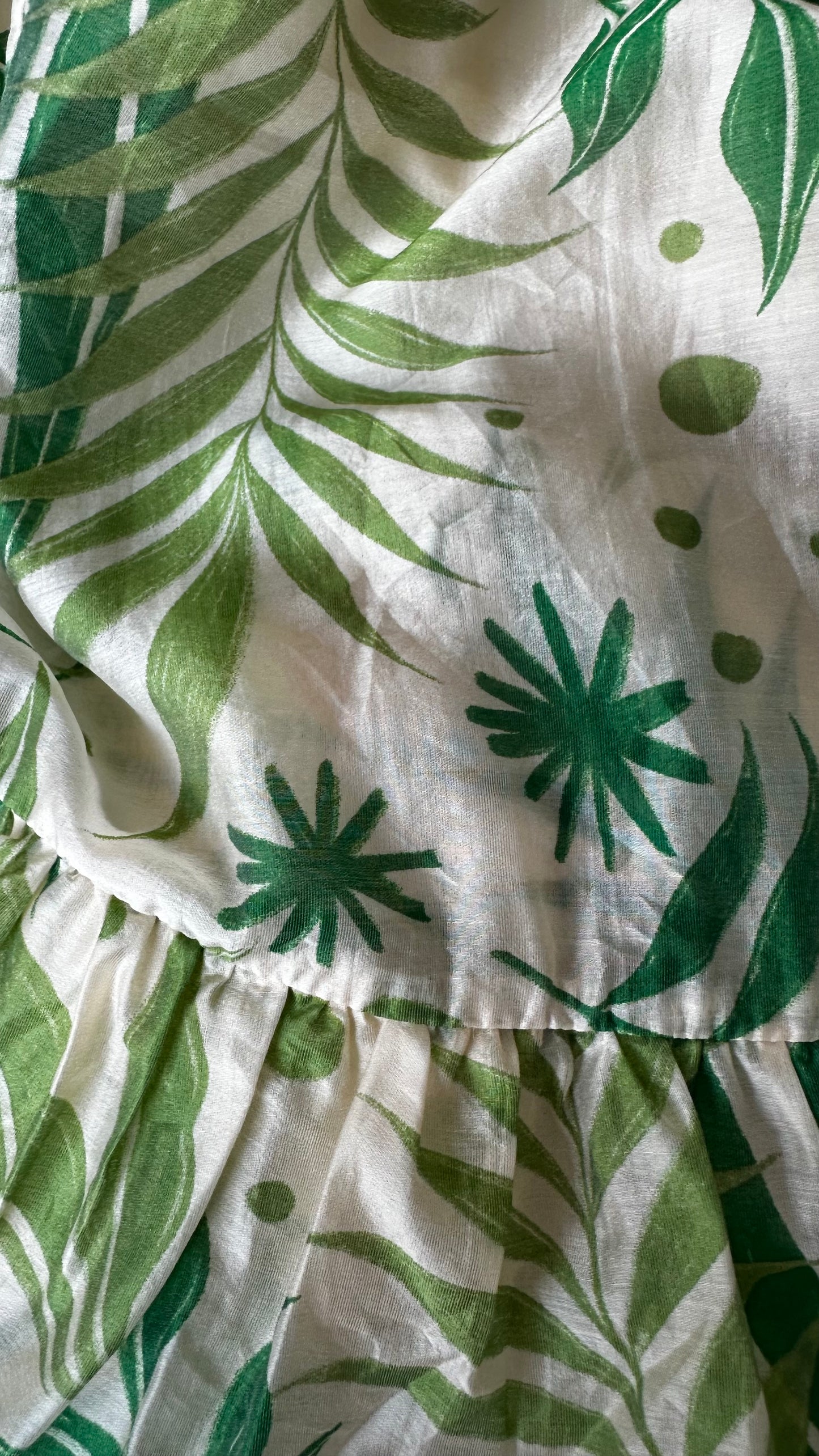 & other stories green cream star jungle print occasion event dress medium UK 12-14 vgc long