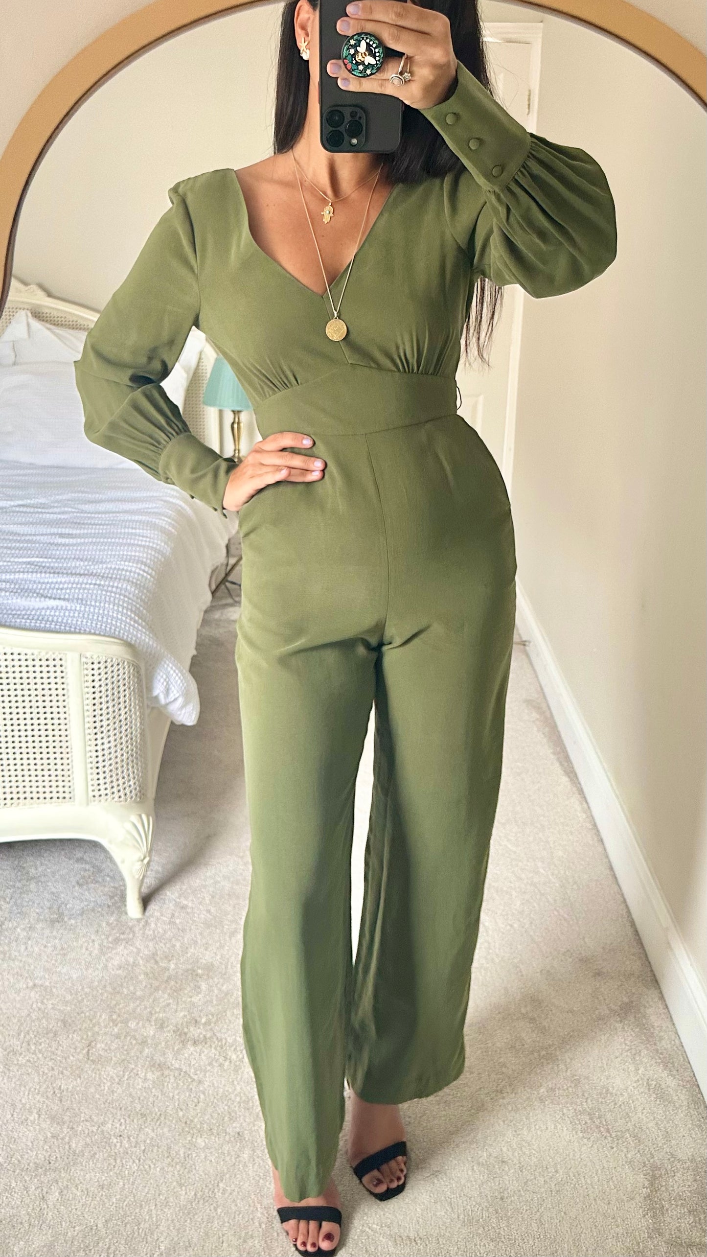 & other stories khaki green jumpsuit Playsuit small UK 8 vgc