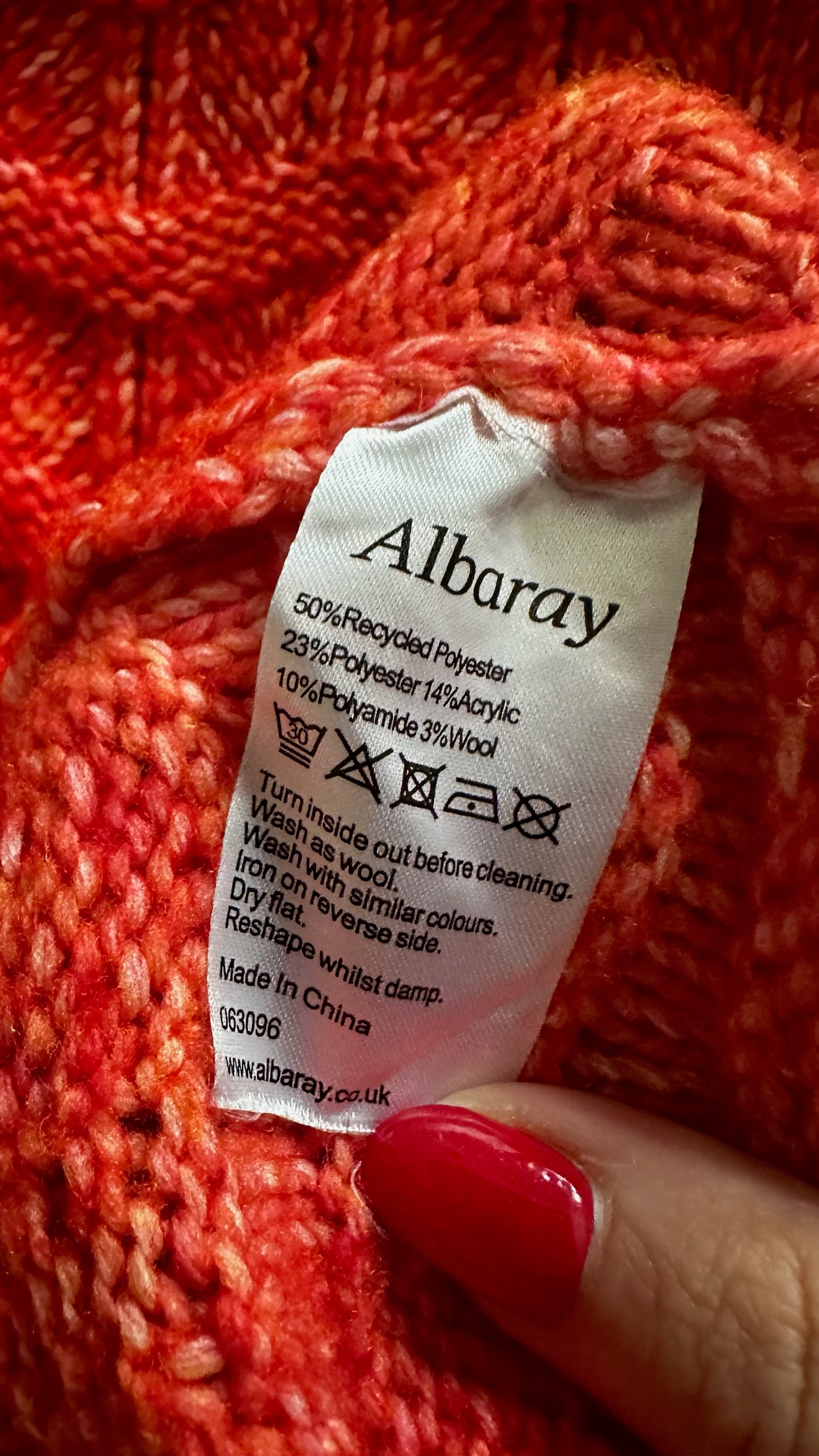 Albaray coral orange knitted jumper small UK 8 vgc